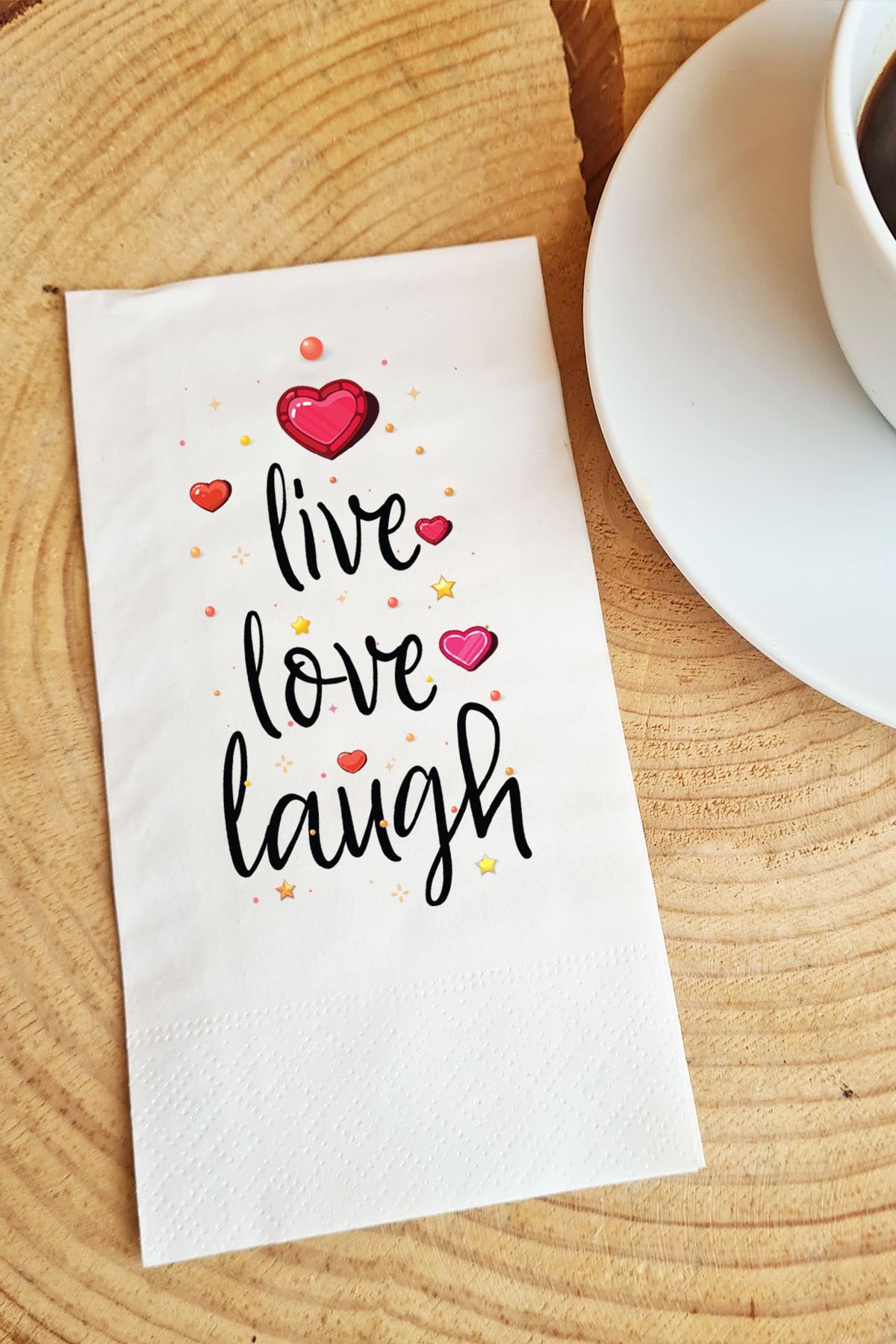 PEKSHOP Sunum Peçetesi Live Love Laugh Yazılı Kağıt Peçete