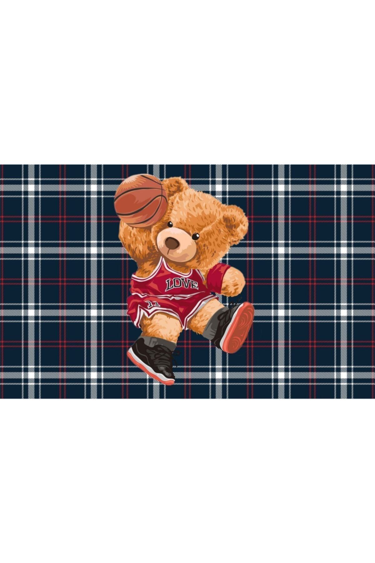 Missia Home Paspas Teddy Bear Serisi Koyu Lacivert Zemin Basketbolcu Desen