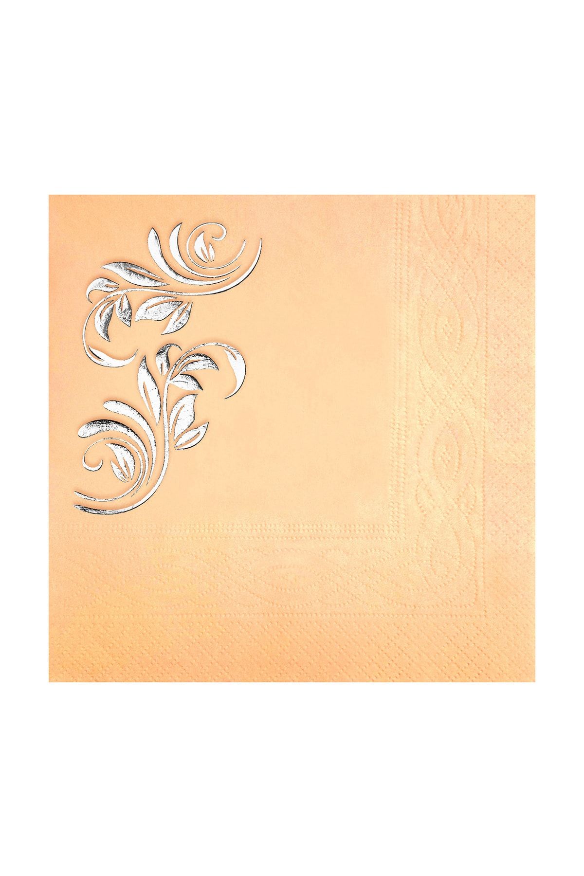 Story Gümüş Varak Floral Motif Desenli 16'lı Bej Renkli Kağıt Peçete