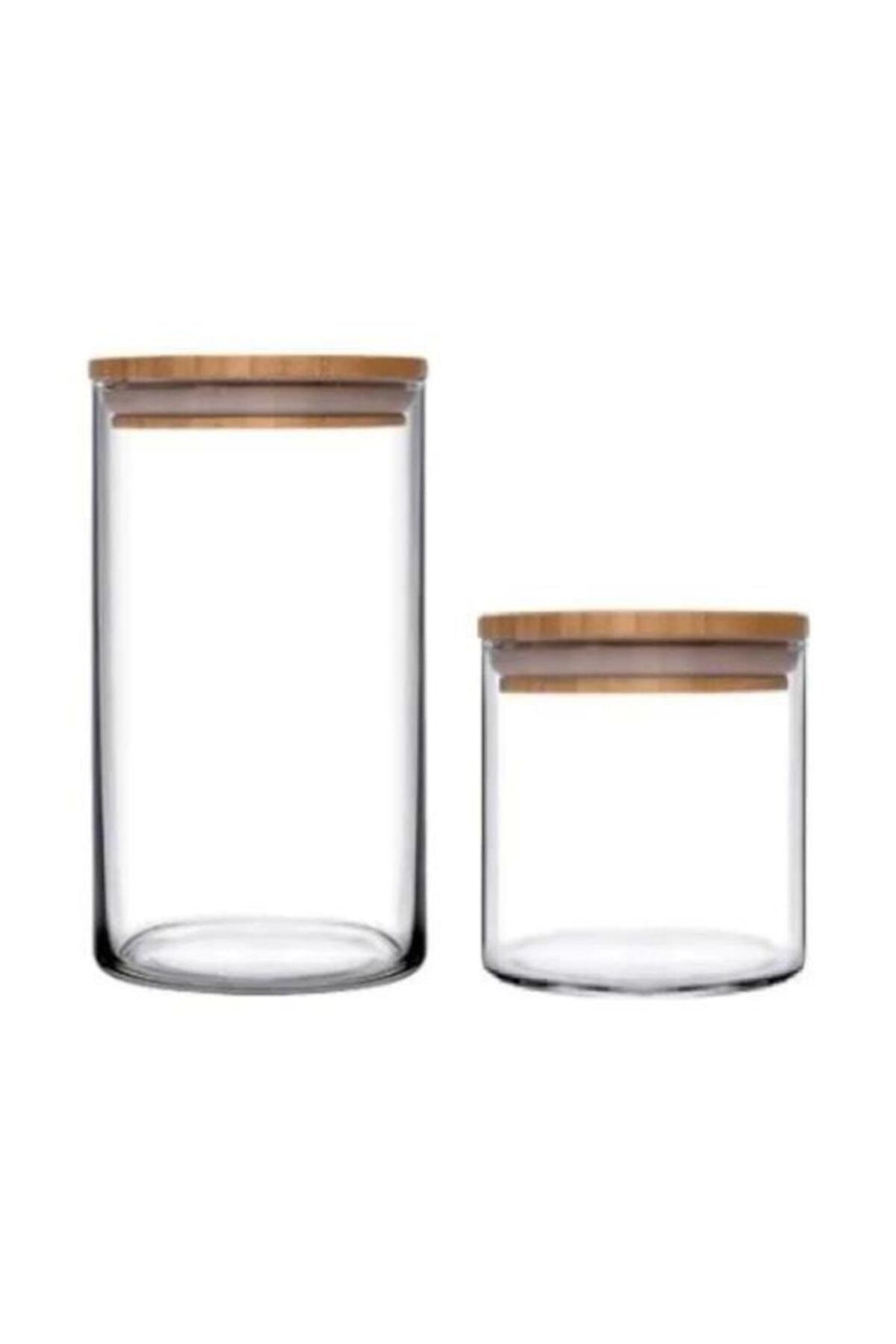 Paşabahçe Bamboo Bambu Kapaklı Cam Kavanoz Seti 43463 43663 2 Adet