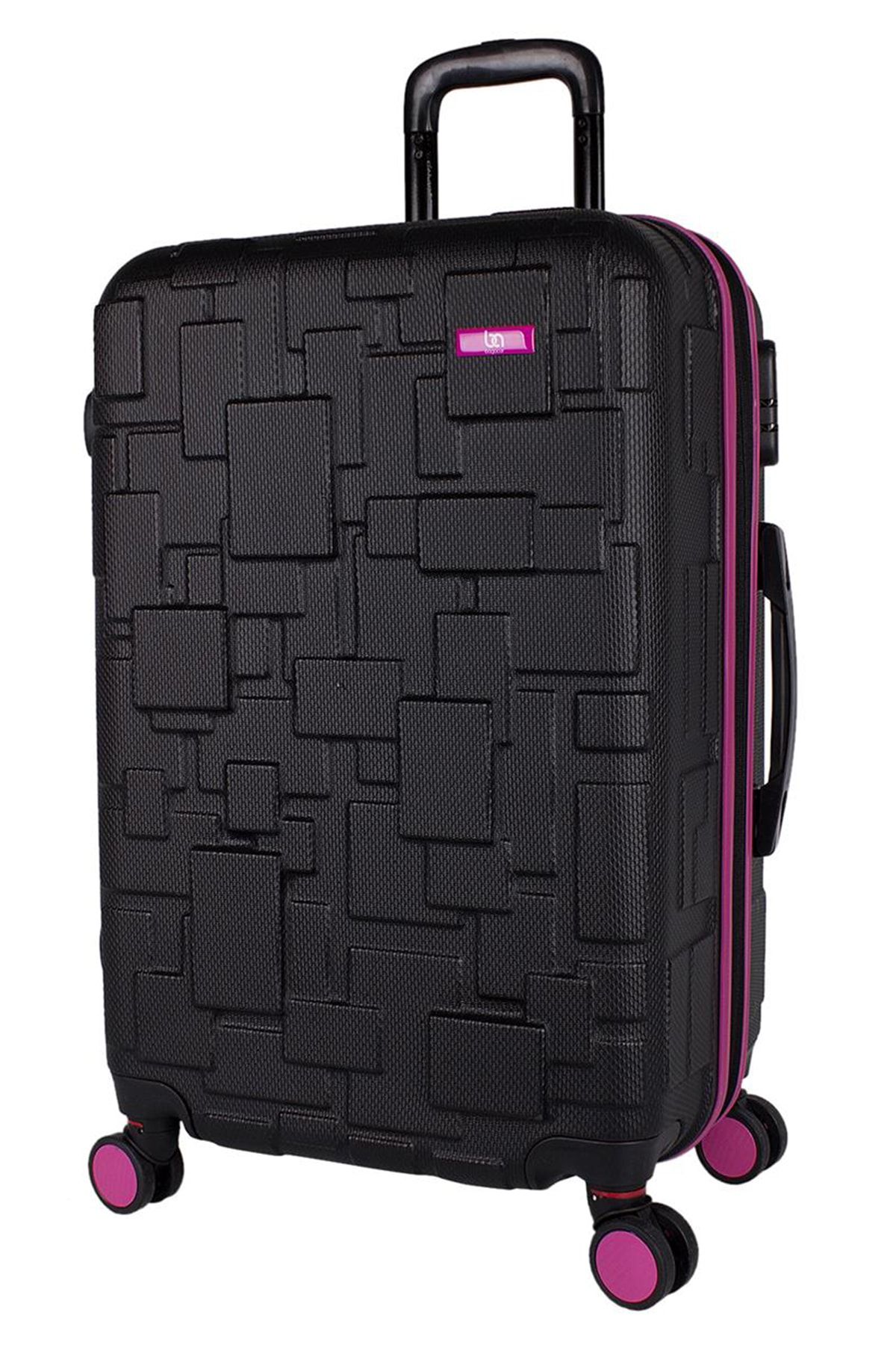 Bagacar Pembe Siyah Md1 8 Tekerlek Fiber Abs Büyük Boy  Valiz