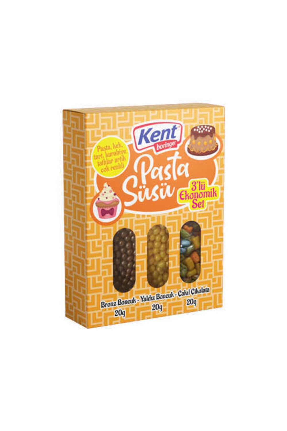 Kent Boringer Pasta Süsü Renkli Bronz Boncuk-yıldız Boncuk-çakıltaşı Mix  3 lü