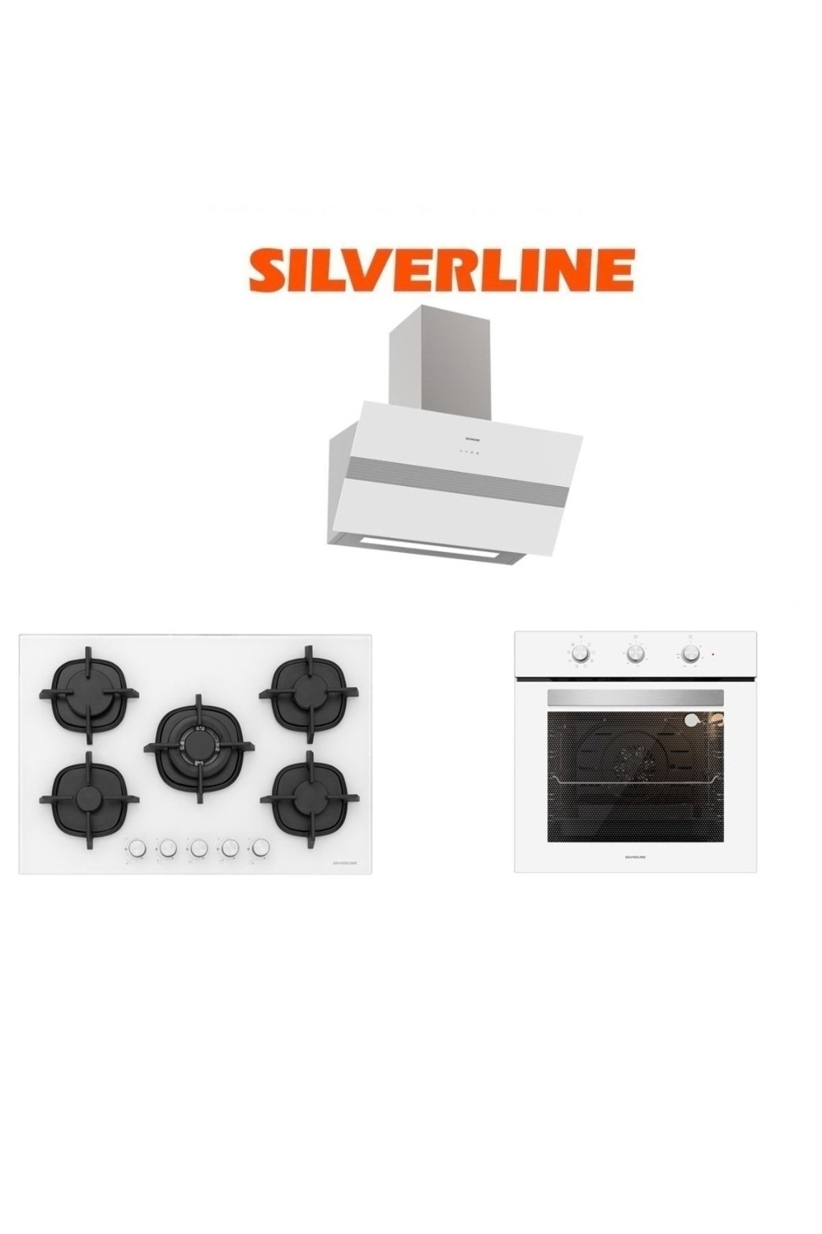 Silverline Beyaz Cam Ankastre Set (3472 Bold 60+CS5364W01+BO6503W01)