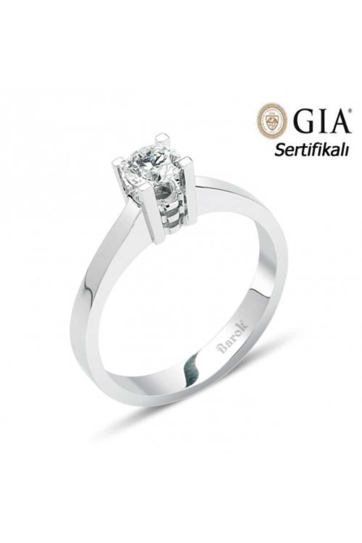 Barok Diamond Pırlanta Tektaş Yüzük 0.45 Ct. E Vs2 18k Gia Sertifikalı