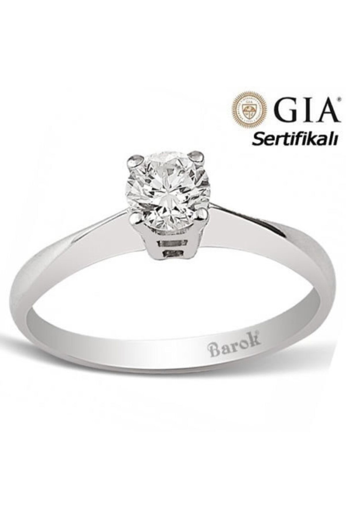 Barok Diamond Pırlantalı Tektaş Yüzük 0.55 Ct. F Sı1 18k Gıa Sertifikalı
