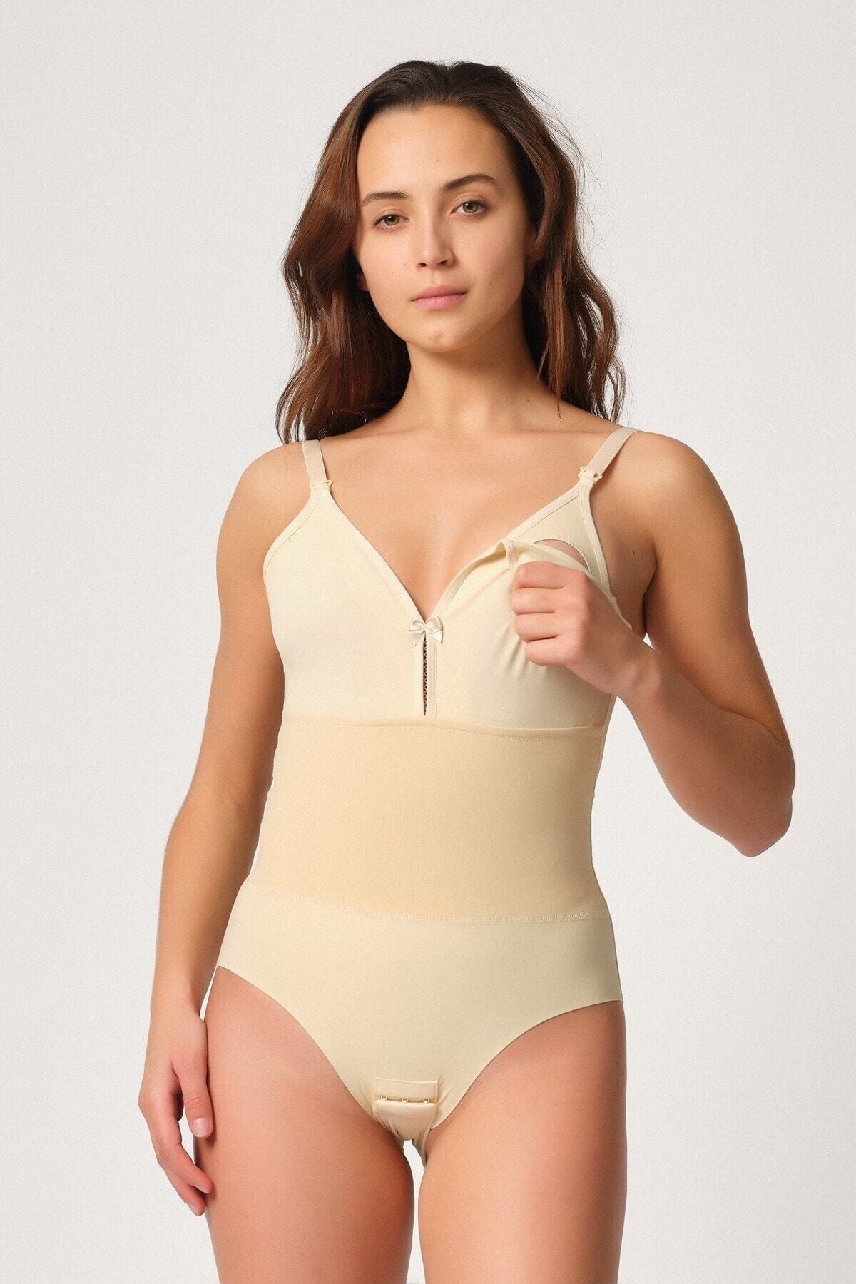 Cecimer Skin Colored Back Supported Breastfeeding Corset Bodysuit, Reducing  1 Size - Trendyol