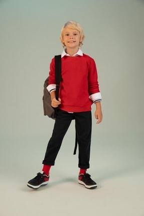 DeFacto Erkek &Ccedil;ocuk Regular Fit Okula D&ouml;n&uuml;ş Bisiklet Yaka Selanik Kumaş Sweatshirt