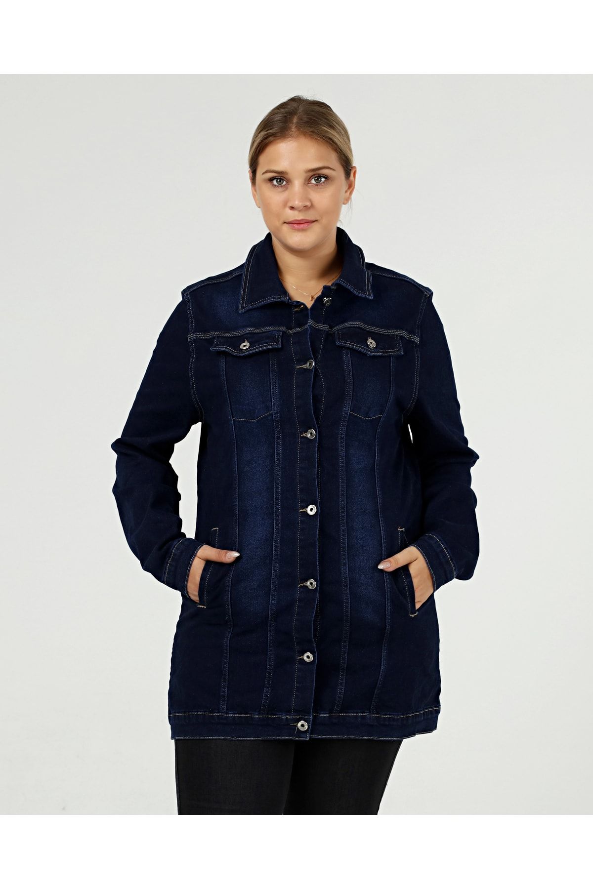 Denim jacket hot sale ladies long
