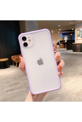 Apple Iphone 12 Uyumlu Renkli Sert Tpu Şefaf Renkli Çerçeve Silikon Kapak Lila Image 0