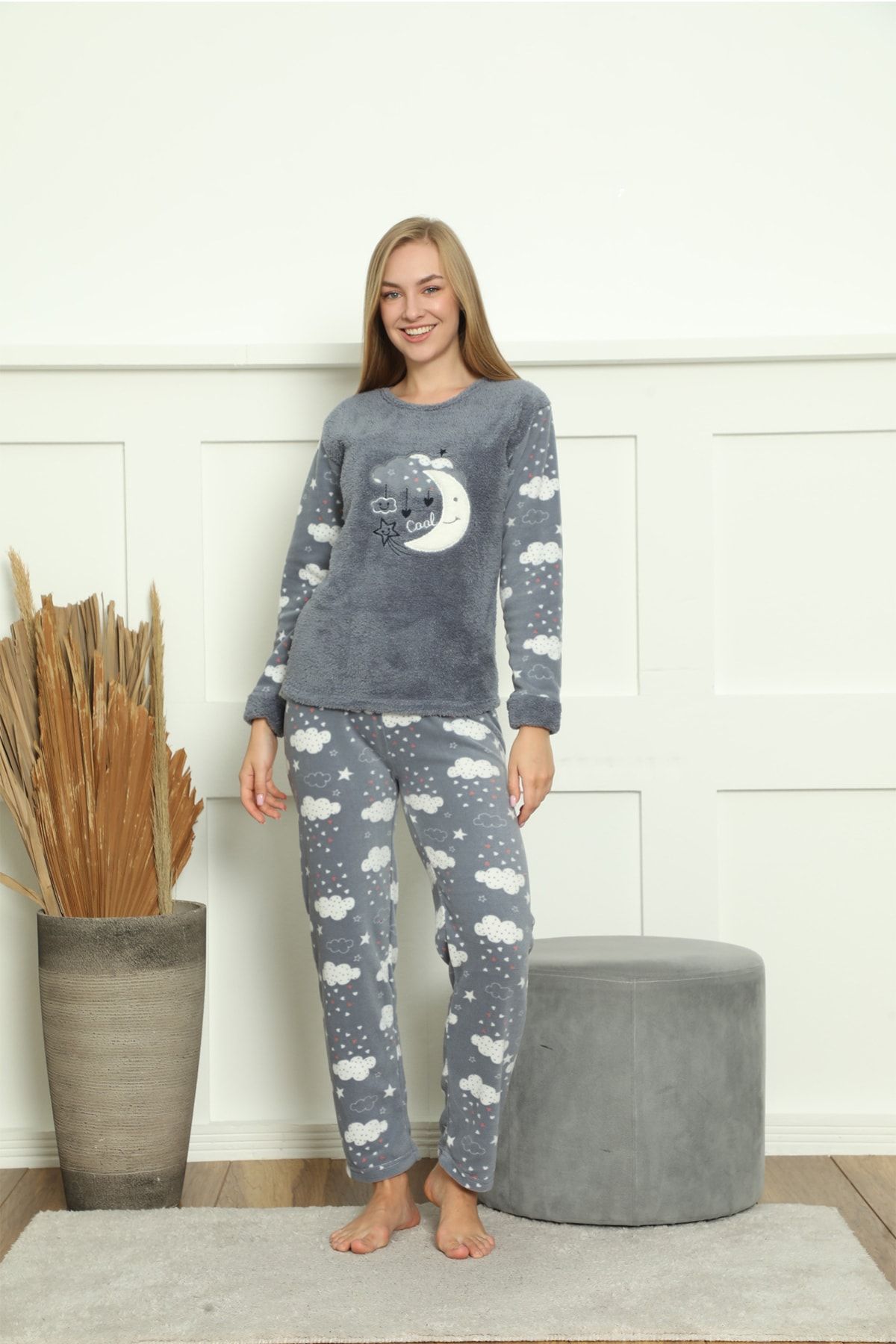 TAMPAP Women's Fleece Plush Pajama Set Welsoft Set 1467 - Trendyol