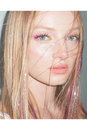 Gri Renk Simli Saç Aksesurı/ Saç Işıltısı Yan Postiş Hair Tinsel Shiny Hair Image 2