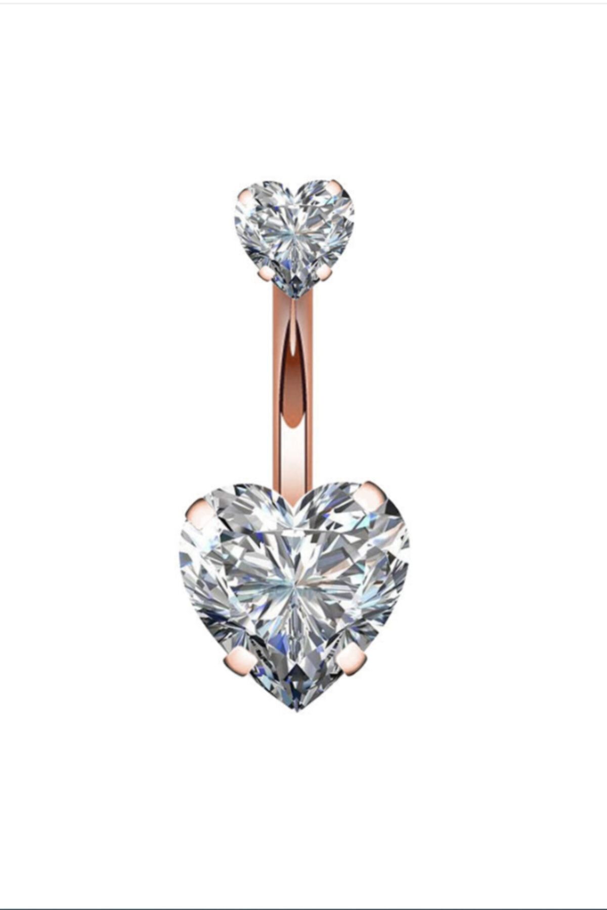 Chavin Rose Çift Kalp Taşlı Göbek Piercing Eg20rs