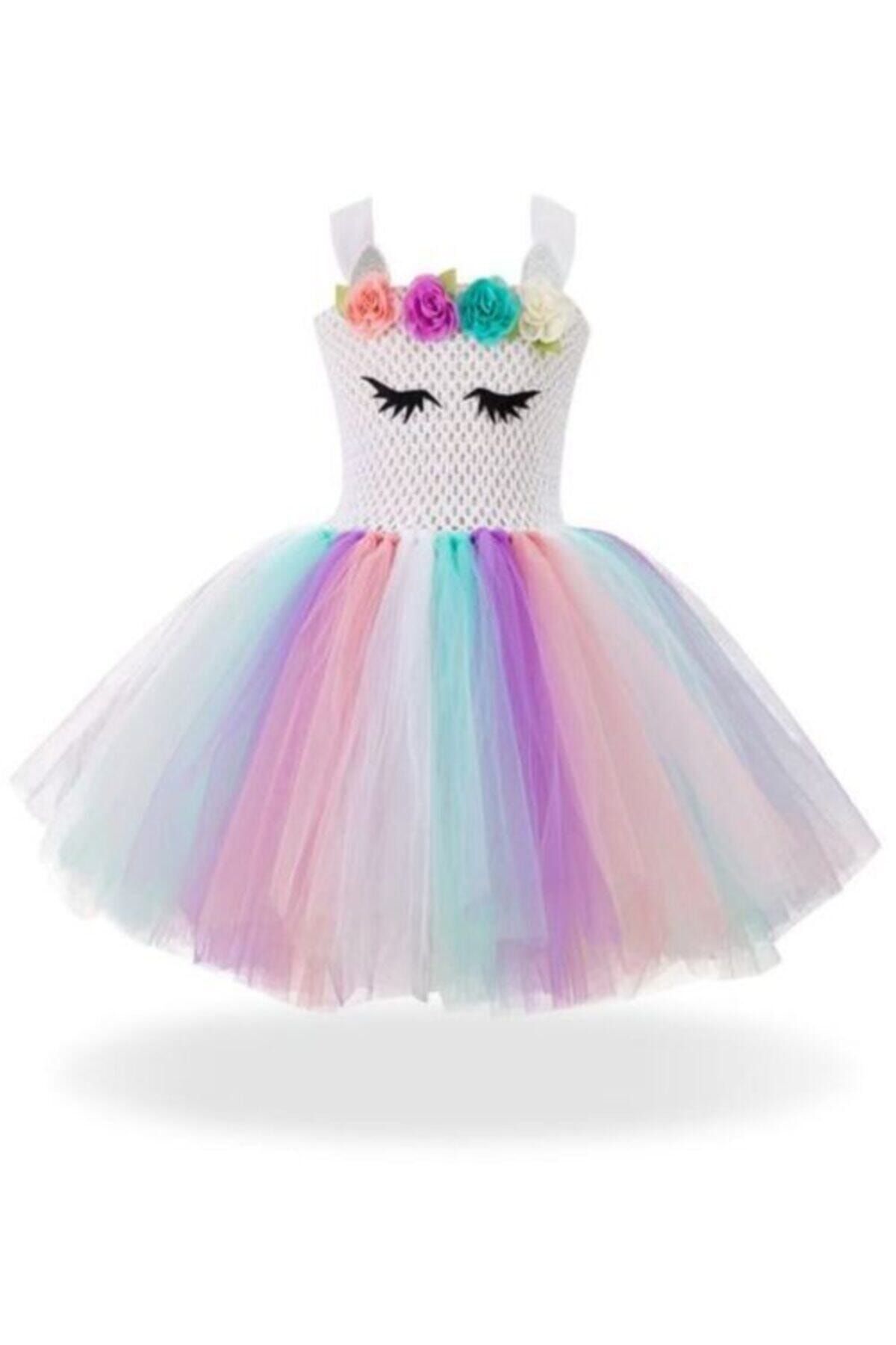 Kokoş Kız Çocuk Unicorn Tütü Elbise