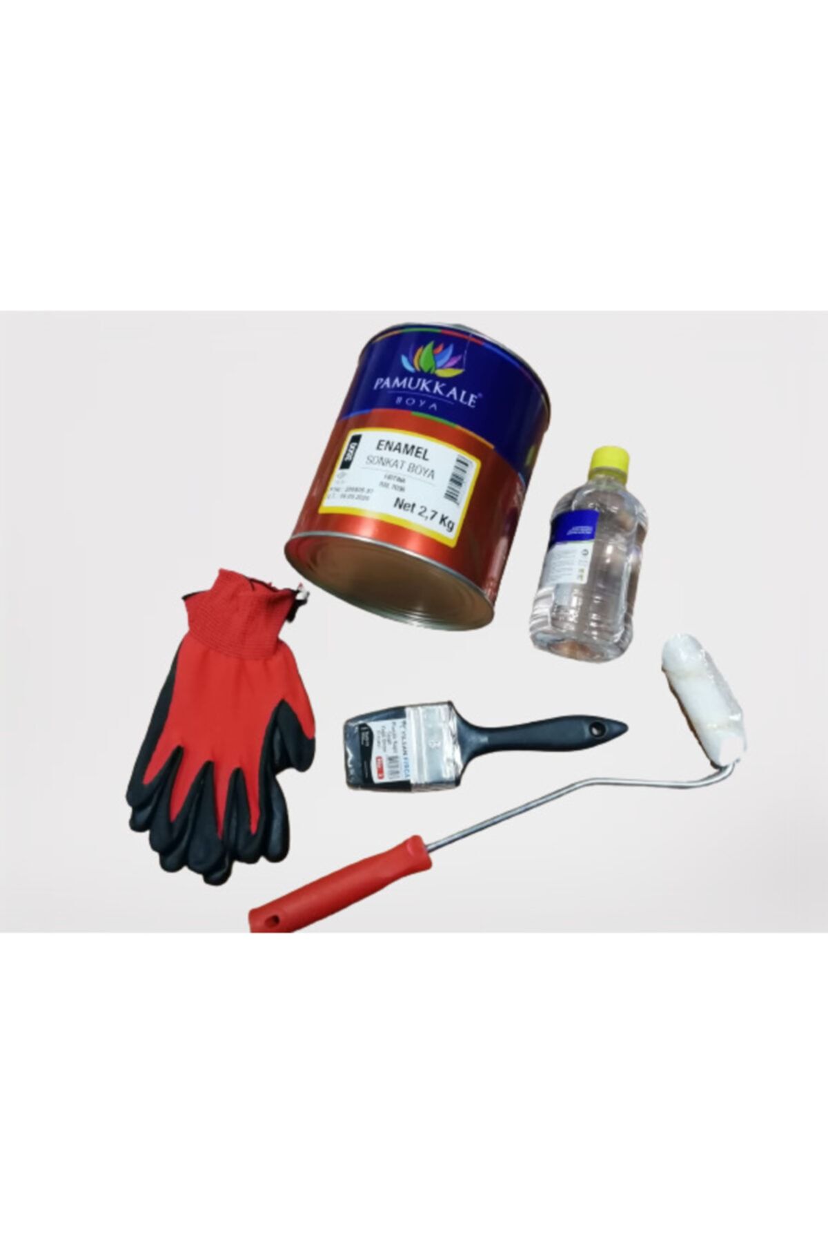 PAMUKKALE BOYA Yağlı Boya 2700gr Boya+513 Ml Tiner+3 No Fırça+p.rulo+eldiven  5 'li Set