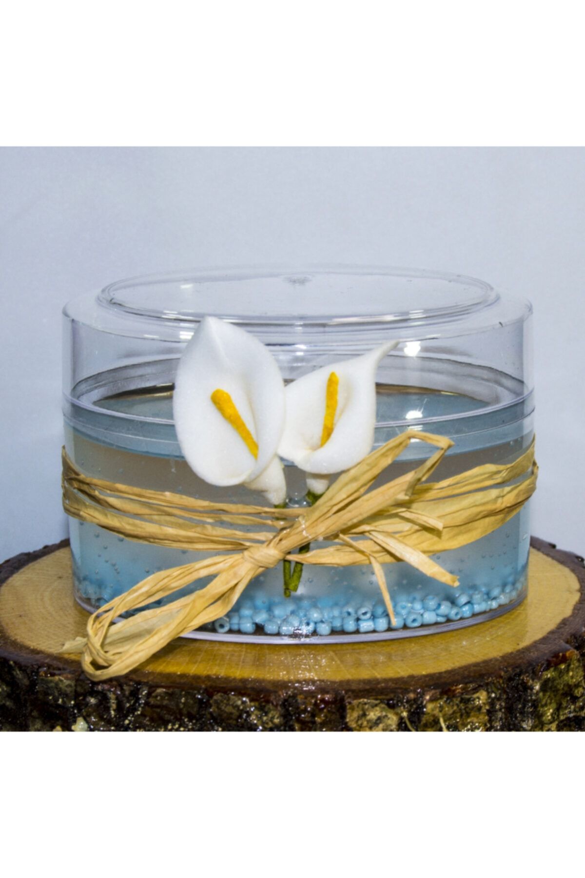 Brand House Barış Çiçekli Ice Oval Dekoratif ve Yakılabilir 80 Gram Kokulu Jel Mum