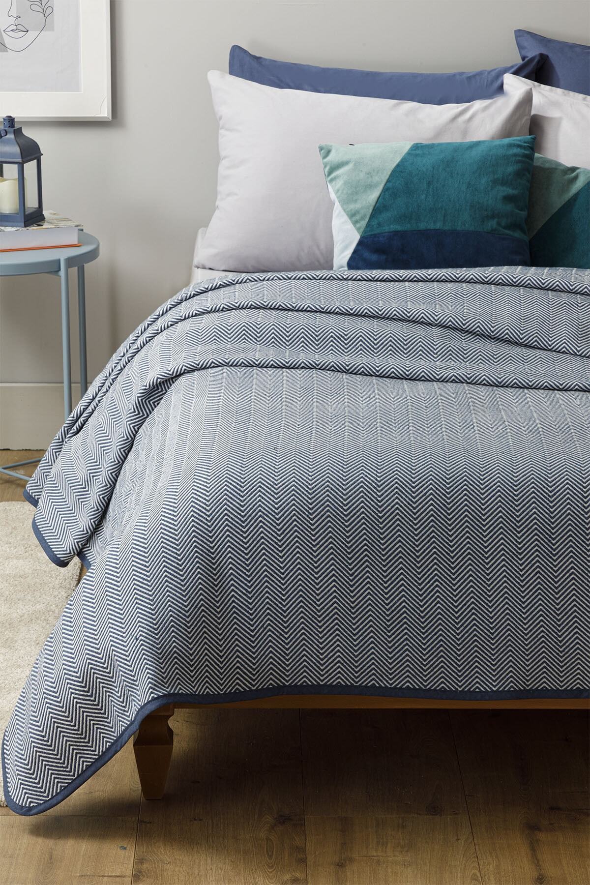 english home lancia dokuma cift kisilik yatak ortusu 200x230 cm indigo fiyati yorumlari trendyol