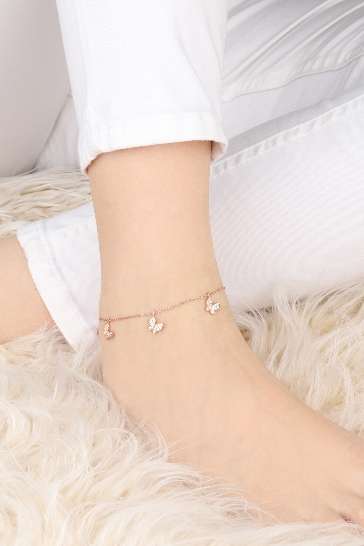 Lia Berto Kadın Rose Kelebek Model 925 Ayar Gümüş Halhal