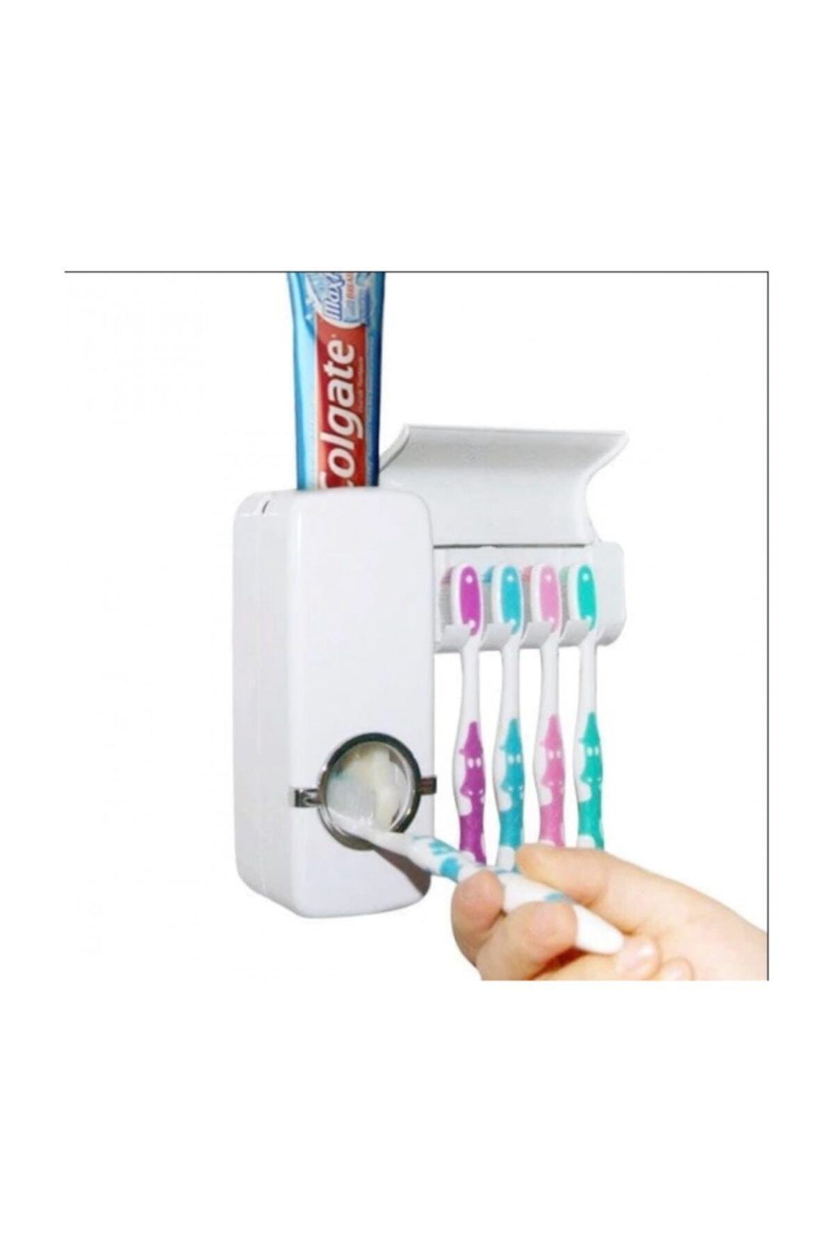 Toptanpro Diş Macunu Sıkacağı Ve 5li Fırça Tutucu
