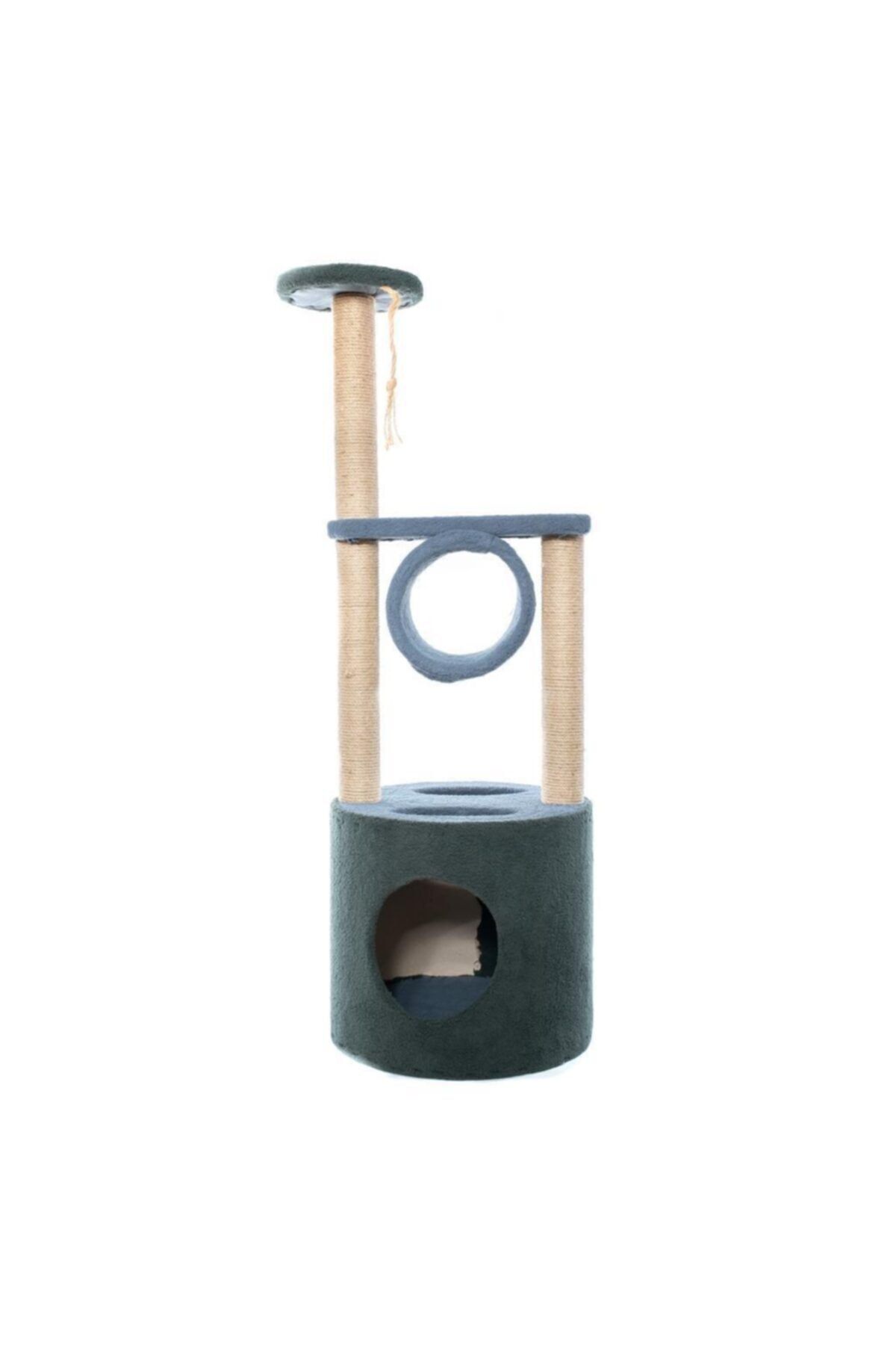 BEBEBEBEK Yeşil 2 Katlı Silindir Model Kedi Tırmalama Evi