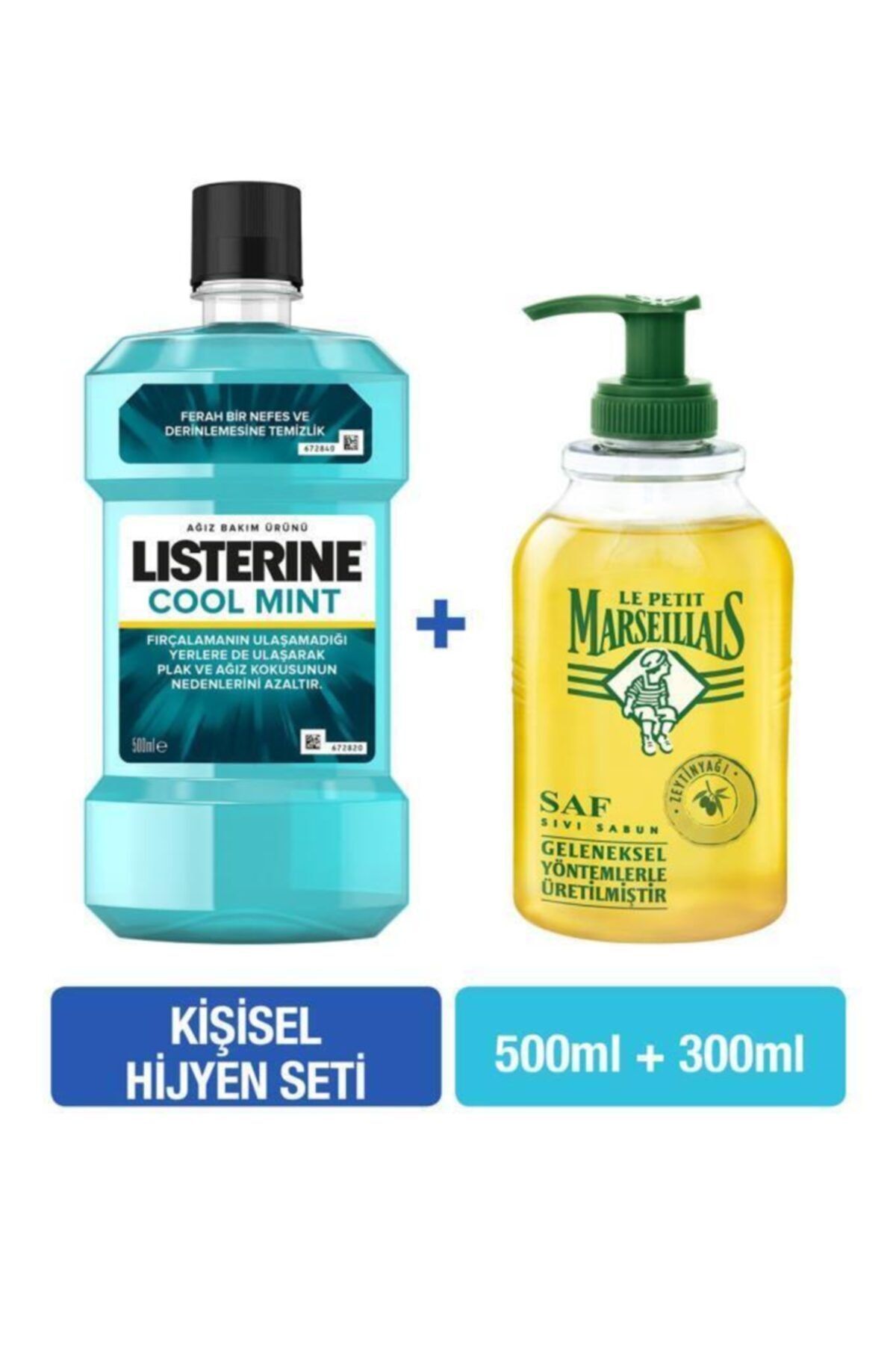 Le Petit Marseillais Listerine Cool Mint 500 Ml + Zeytinyağı Sıvı Sabun 300 Ml Hijyen Seti