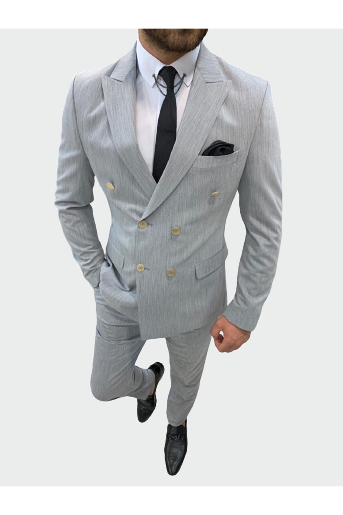 PAREZ Erkek Kruvaze Slim Fit Takım Elbise