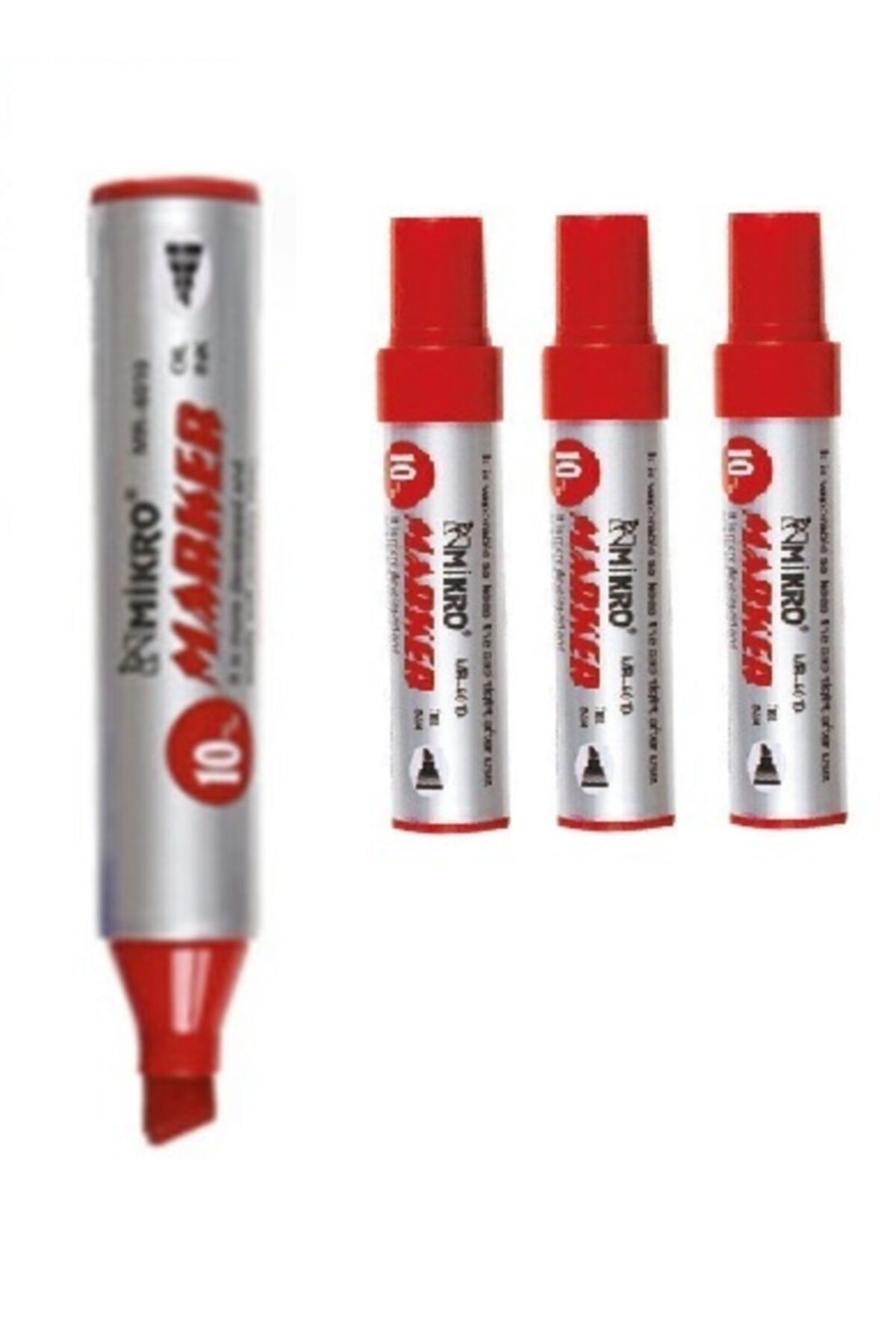 Mikro Kırmızı Permanent Markör Marker Jumbo 10 Mm 3 Lü Mr-6010