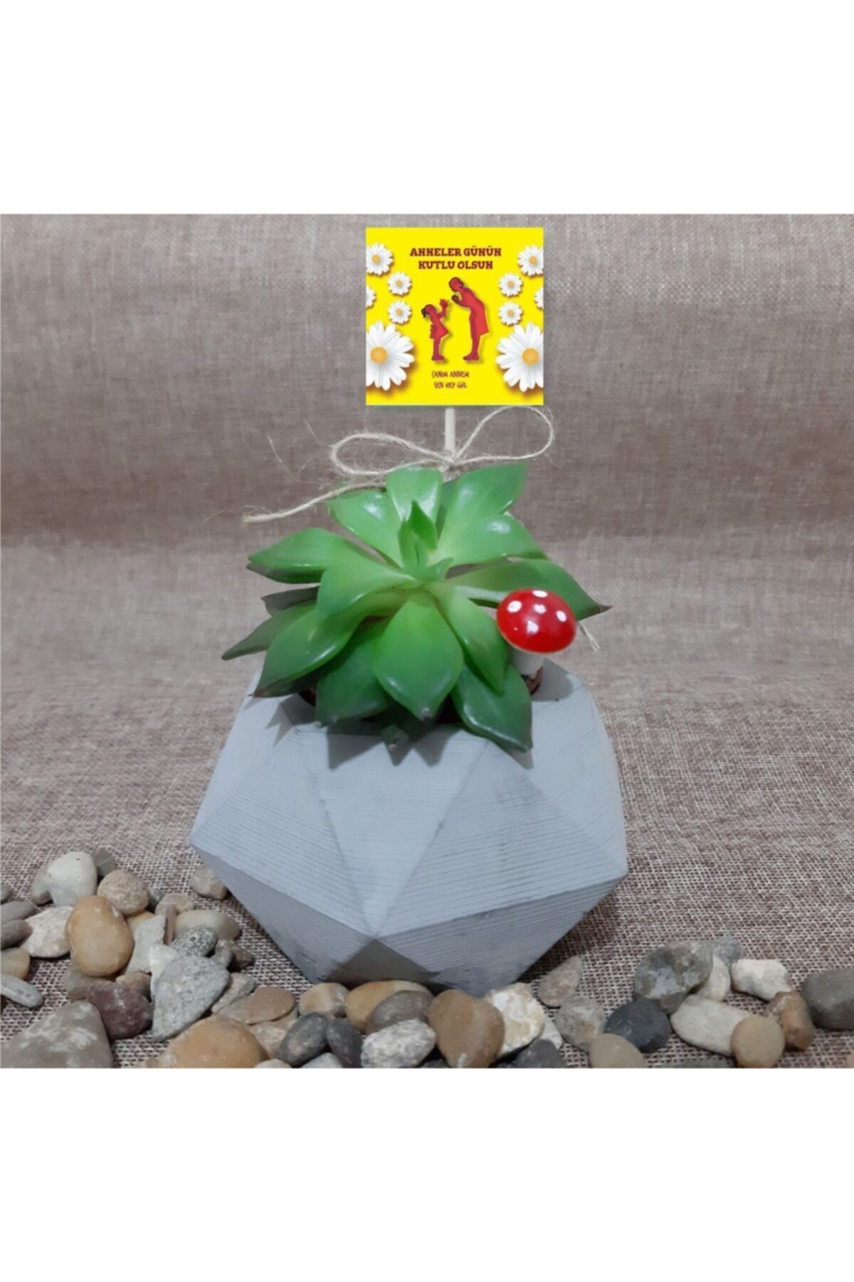 EHediyeci El Yapımı Naturel Beton Saksı - 7