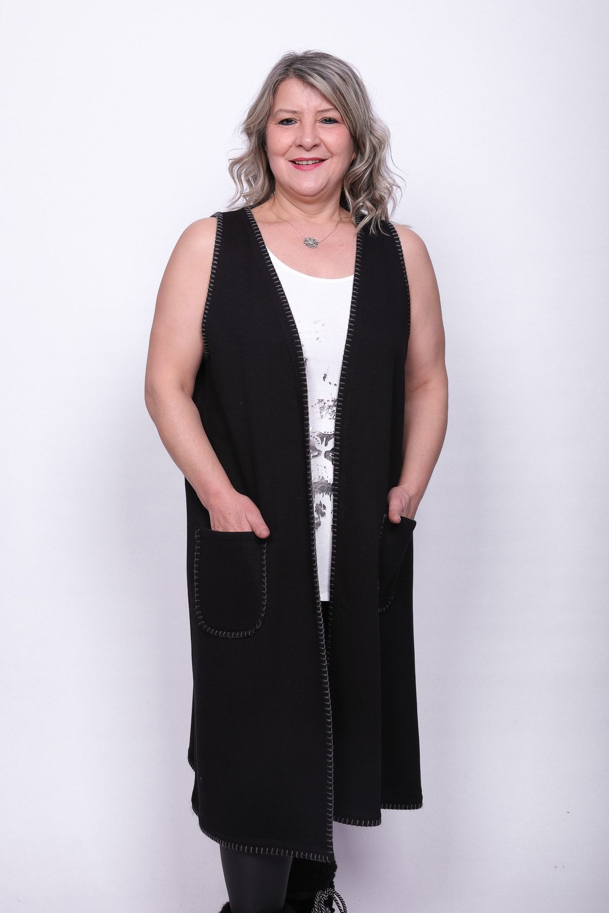 Hitit Butik Kadın Polar Yelek Siyah