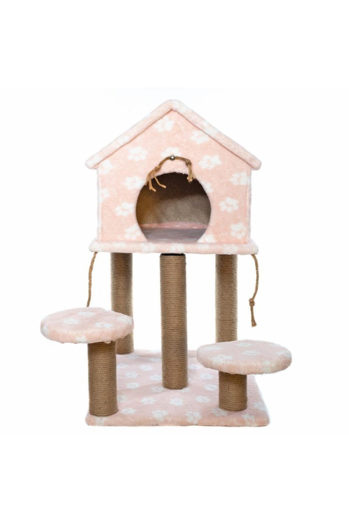 BEBEBEBEK 2 Katlı Kedi Tırmalama Evi Pembe
