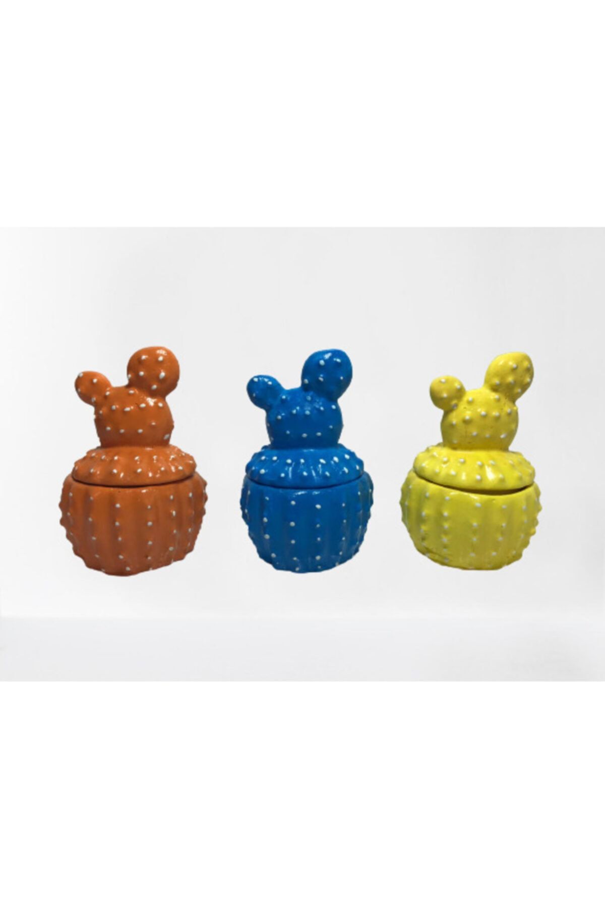 Minik Mucizeler Kaktüs Lokumluk 3lü Set (sarı-mavi-turuncu)