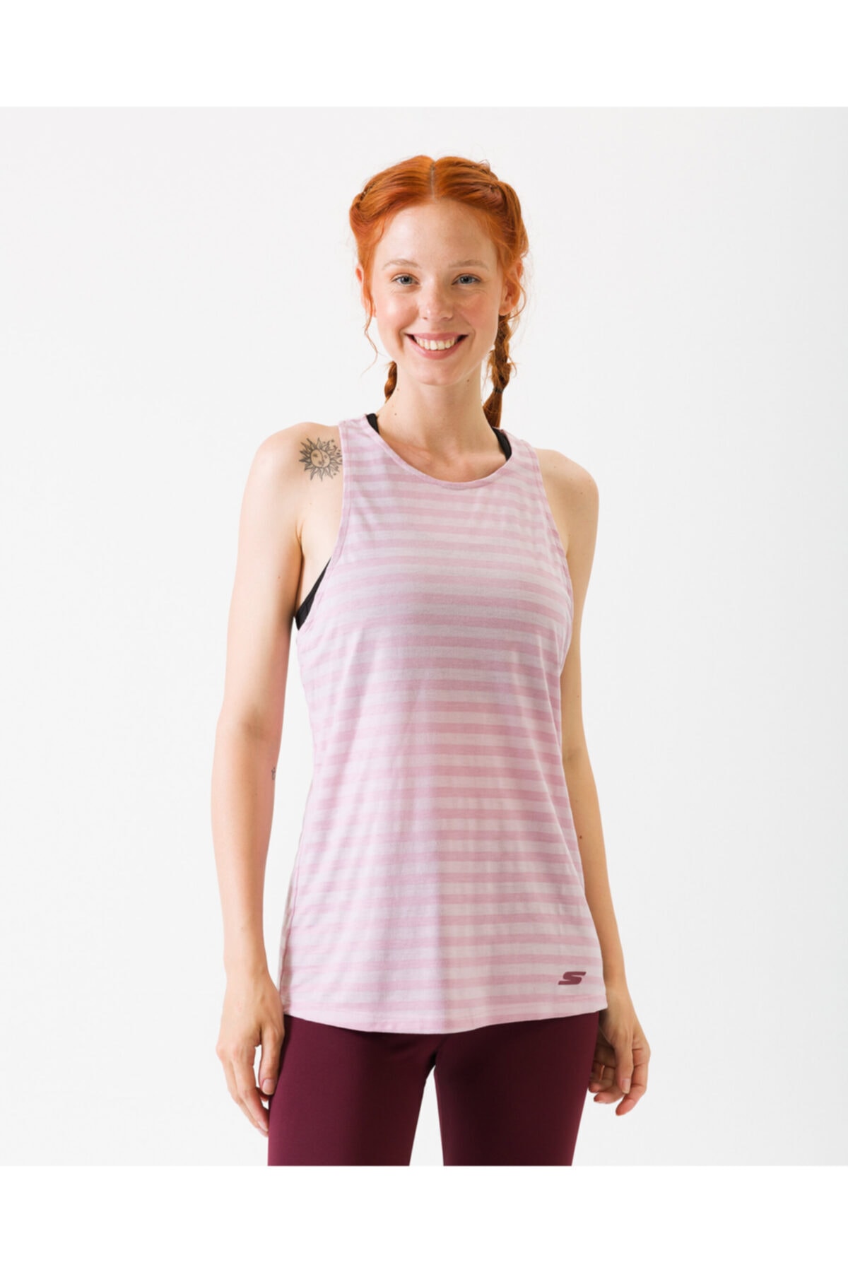 SKECHERS SHADOW STRIPE TANK Kadın Pembe Atlet W03TT21 LTPK