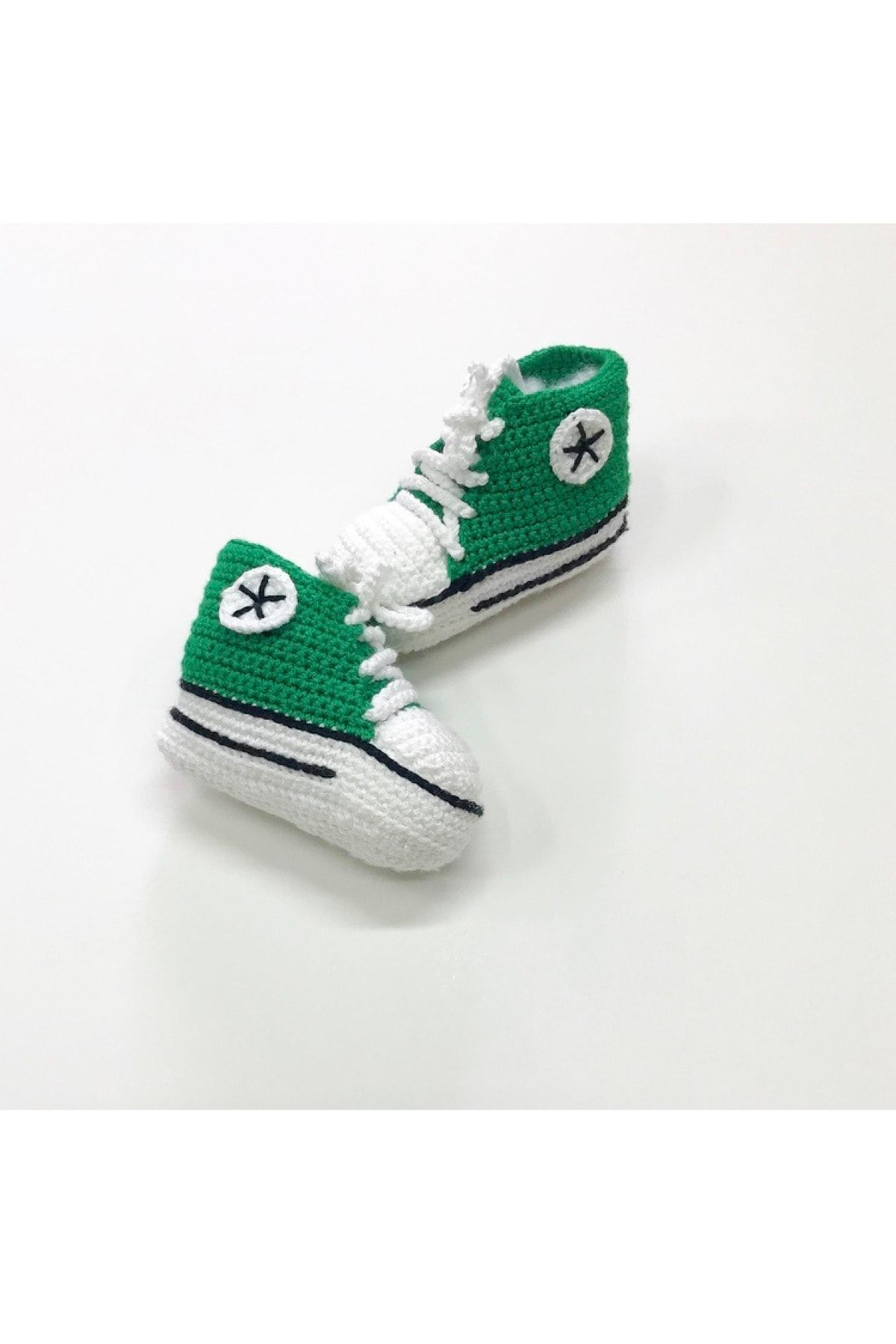 baby city Unisex Bebek Yeşil El Örgüsü Converse Triko Patik