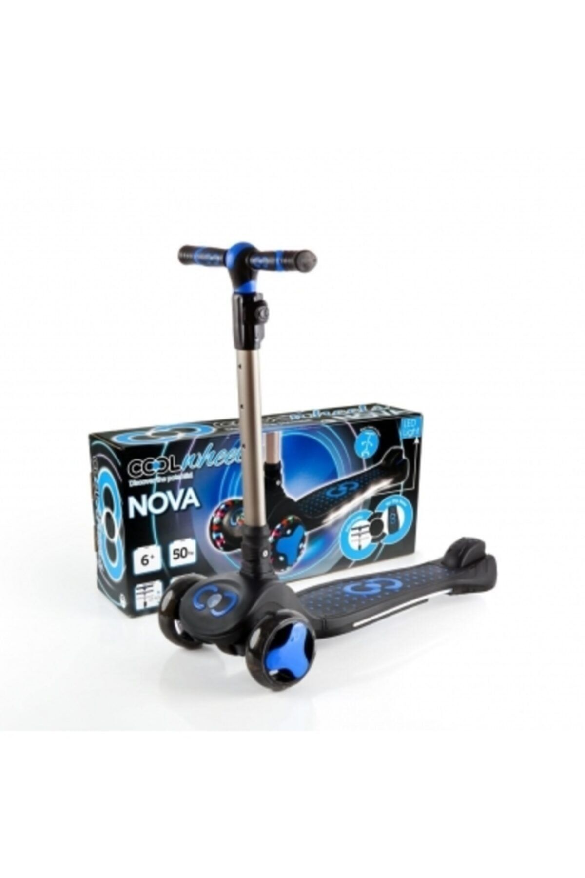 Furkan Toys 6 Yaş Mavi Işıklı Nova Scooter 3 Teker