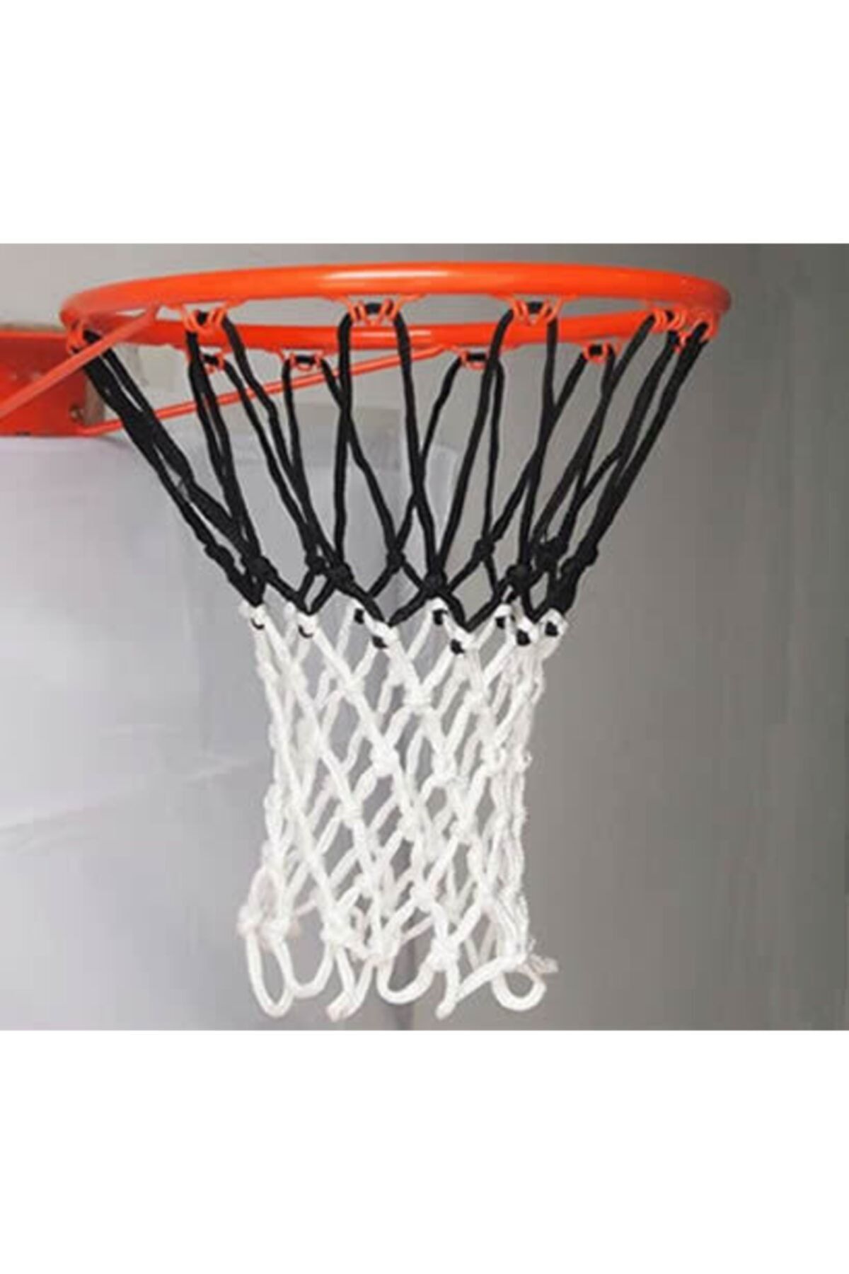 ÖZBEK Basketbol Filesi 4mm Polys. Siyah - Beyaz - 2 Adet (basketbol Pota Ağı)