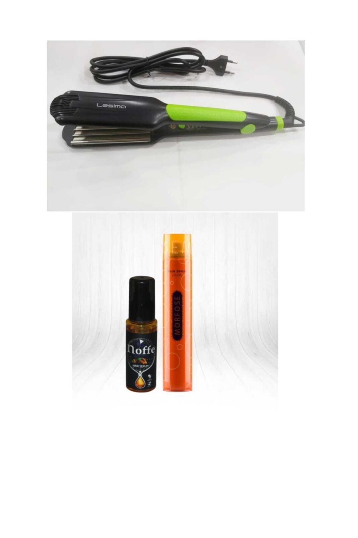 noffe Lesima Profesyonel Saç Tost Makinası & Argan Bakım Serumu & Morfose Sabitleyici Sprey