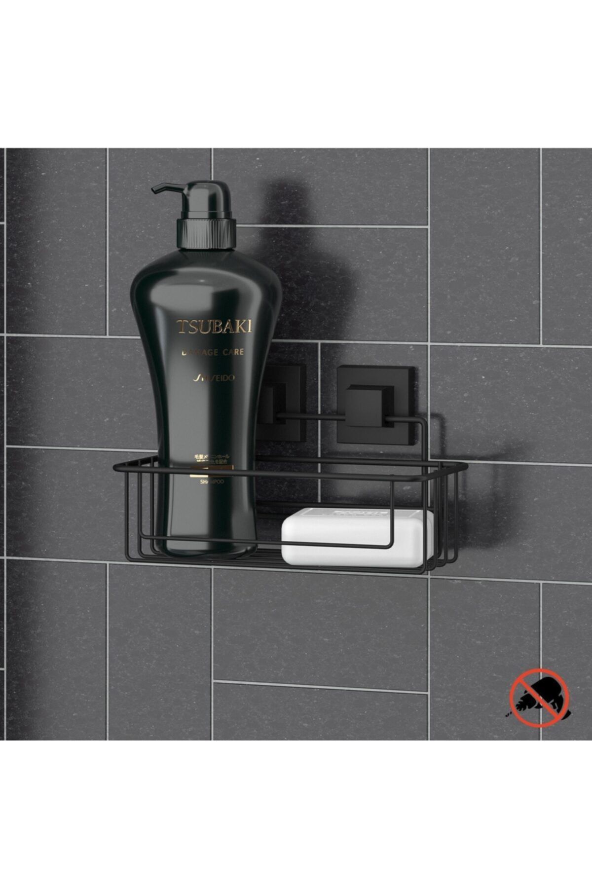 Teknotel Delme Vida Matkap Yok! Easyfıx Yapışkanlı Tek Katlı Banyo Rafı Mat Siyah Ef254