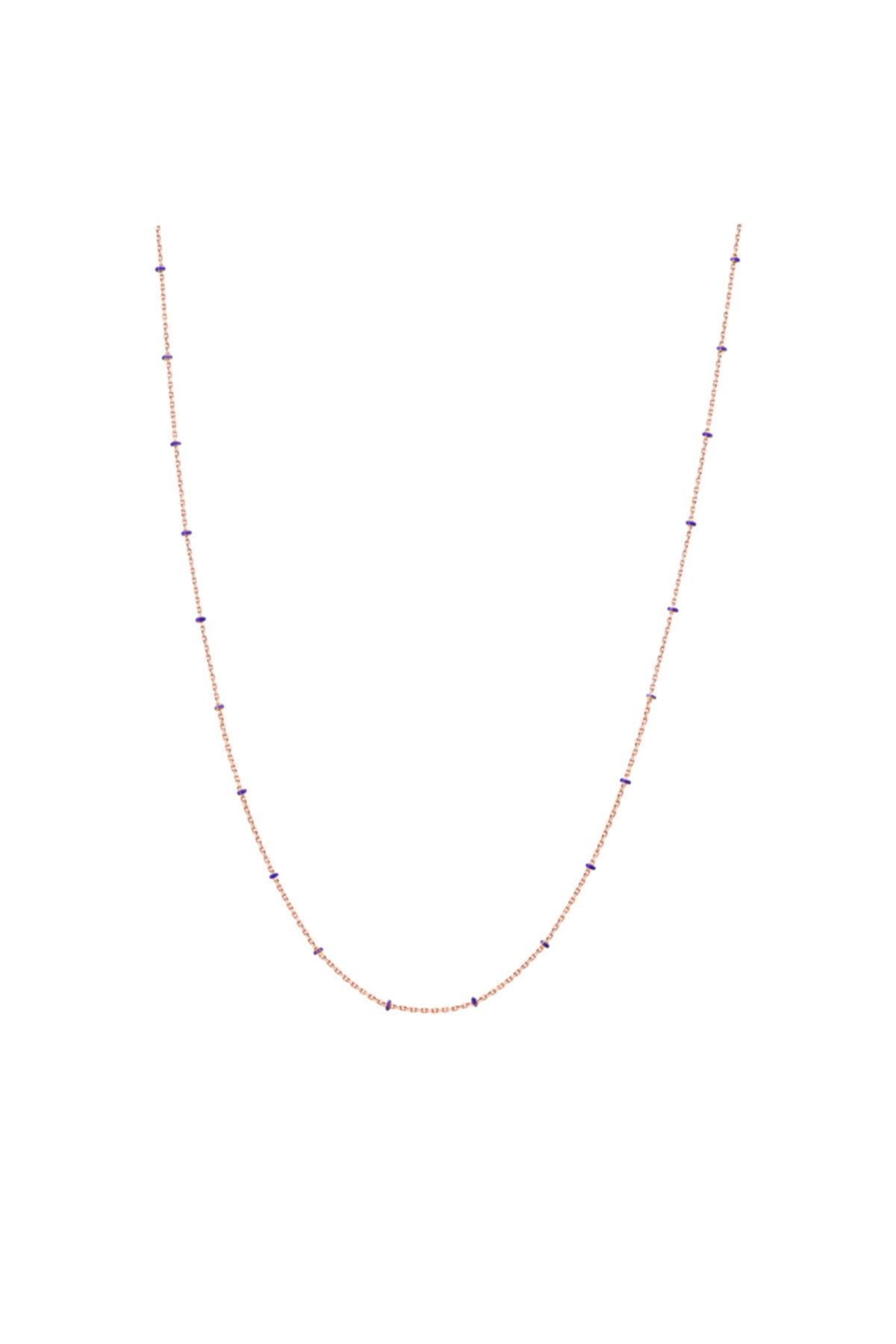 So CHIC... Mor Mineli 18k Rose Altın Kaplama Zincir Kolye