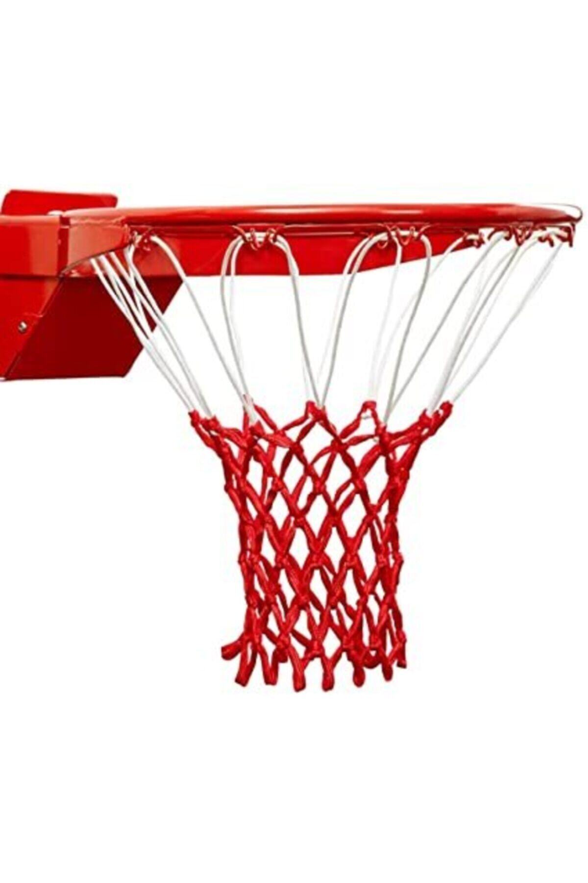 ÖZBEK Basketbol Filesi 4mm Polys. Beyaz - Kırmızı - 2 Adet (basketbol Pota Ağı)