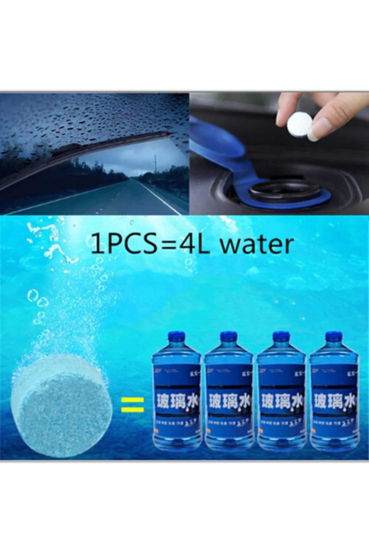 HERŞEY FIRSAT Oto Konsantre Tablet Pratik Cam Temizleyici-10 Adet Tablet