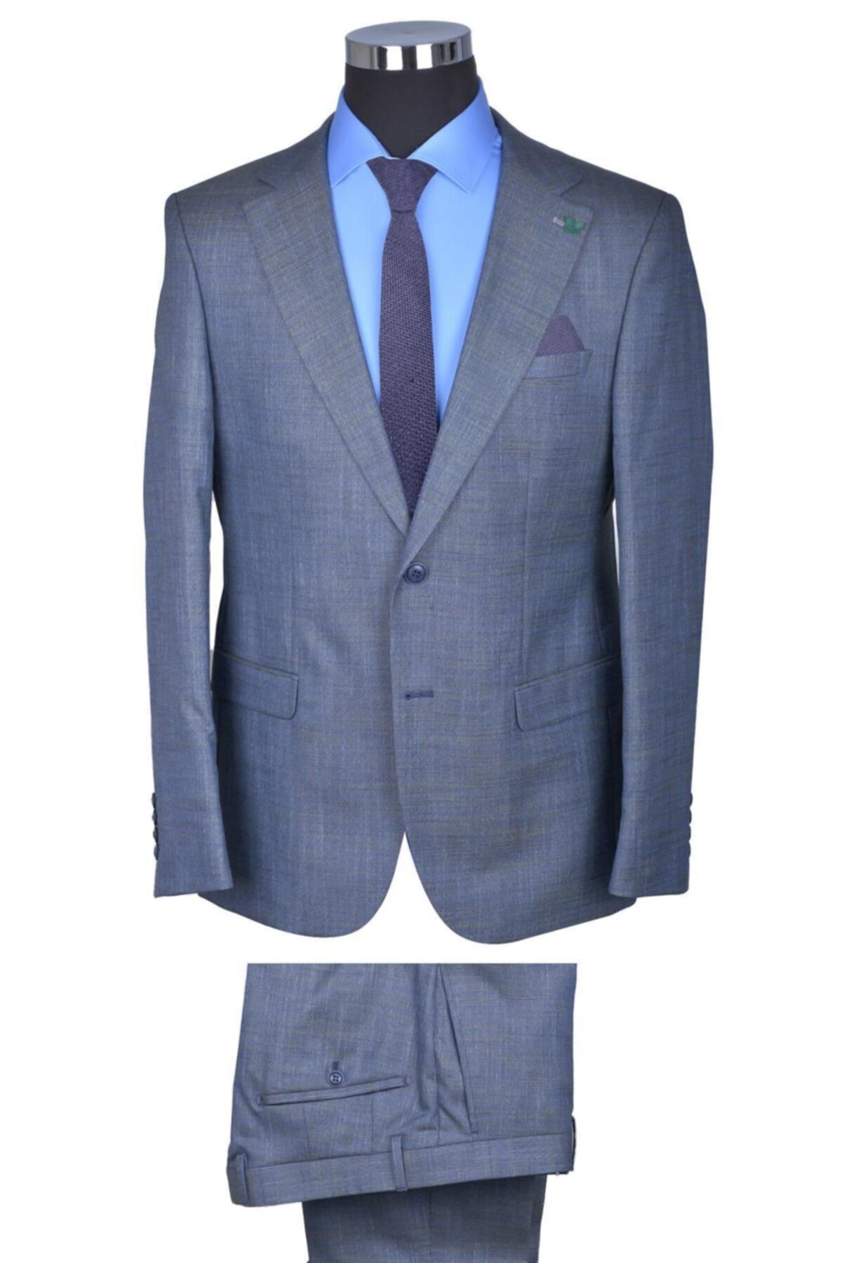 BAGGI Comfort Slim Fit Desenli Takım Elbise Yeşil