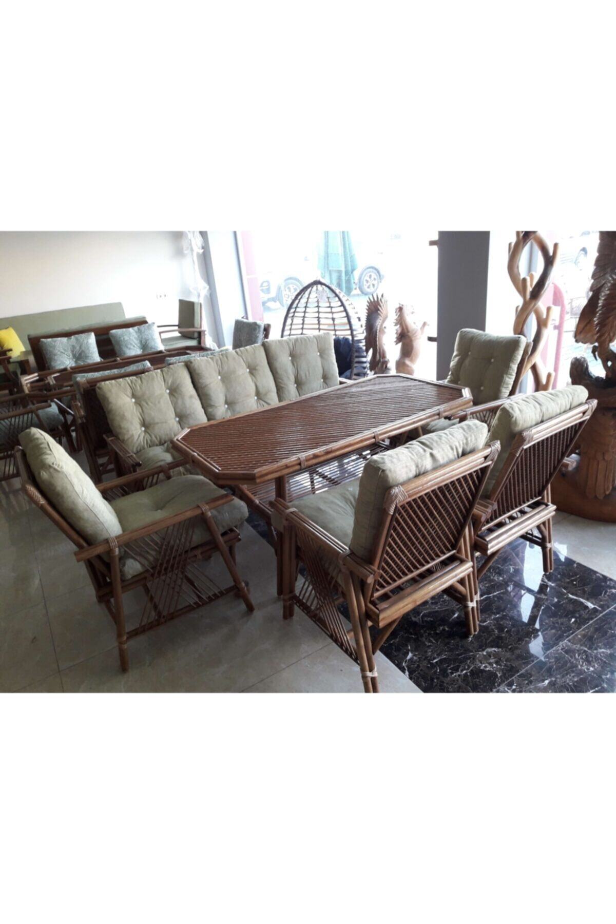Veranda Bambu 7 Li Veranda Yemek Takımı