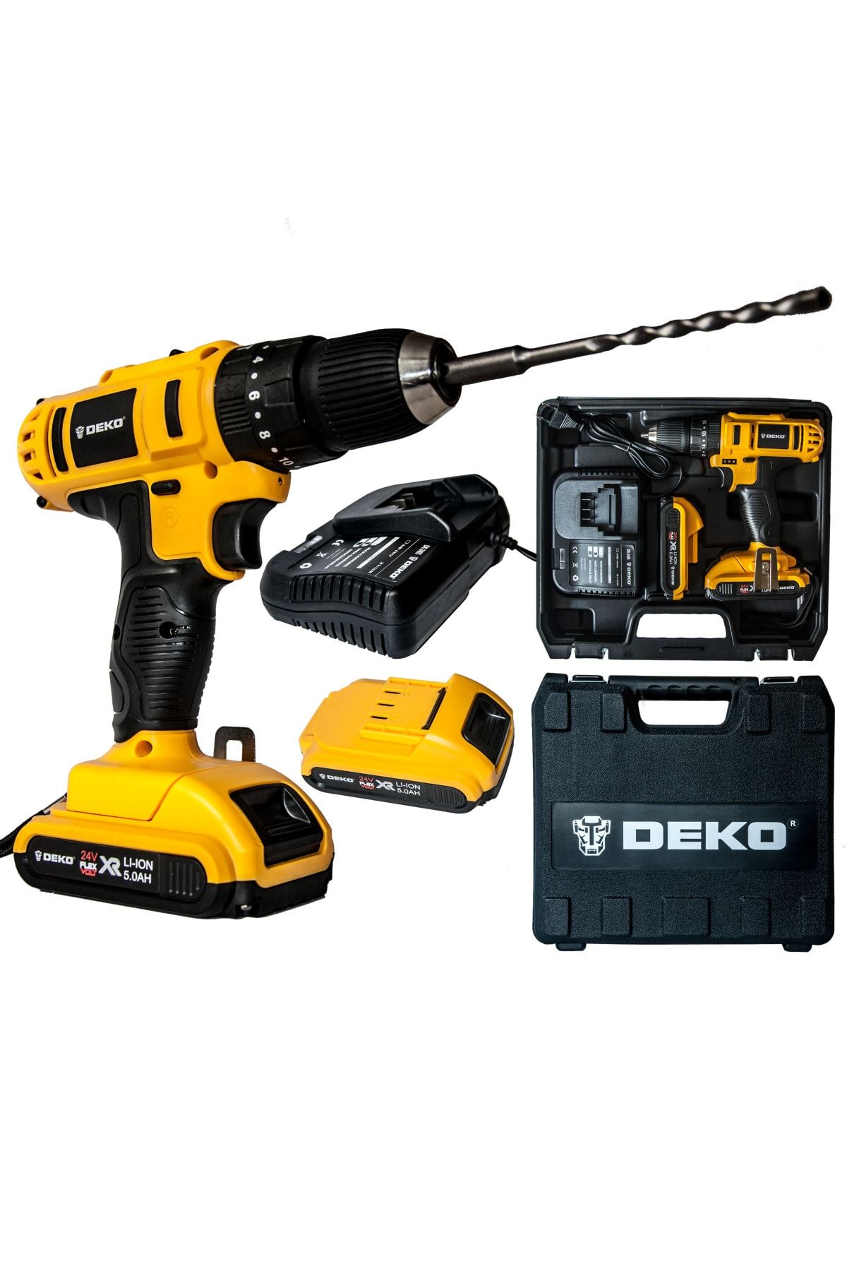DEKO Pro 24 V 5 Ah Darbe Özellikli Metal Şanzıman Şarjlı Vidalama
