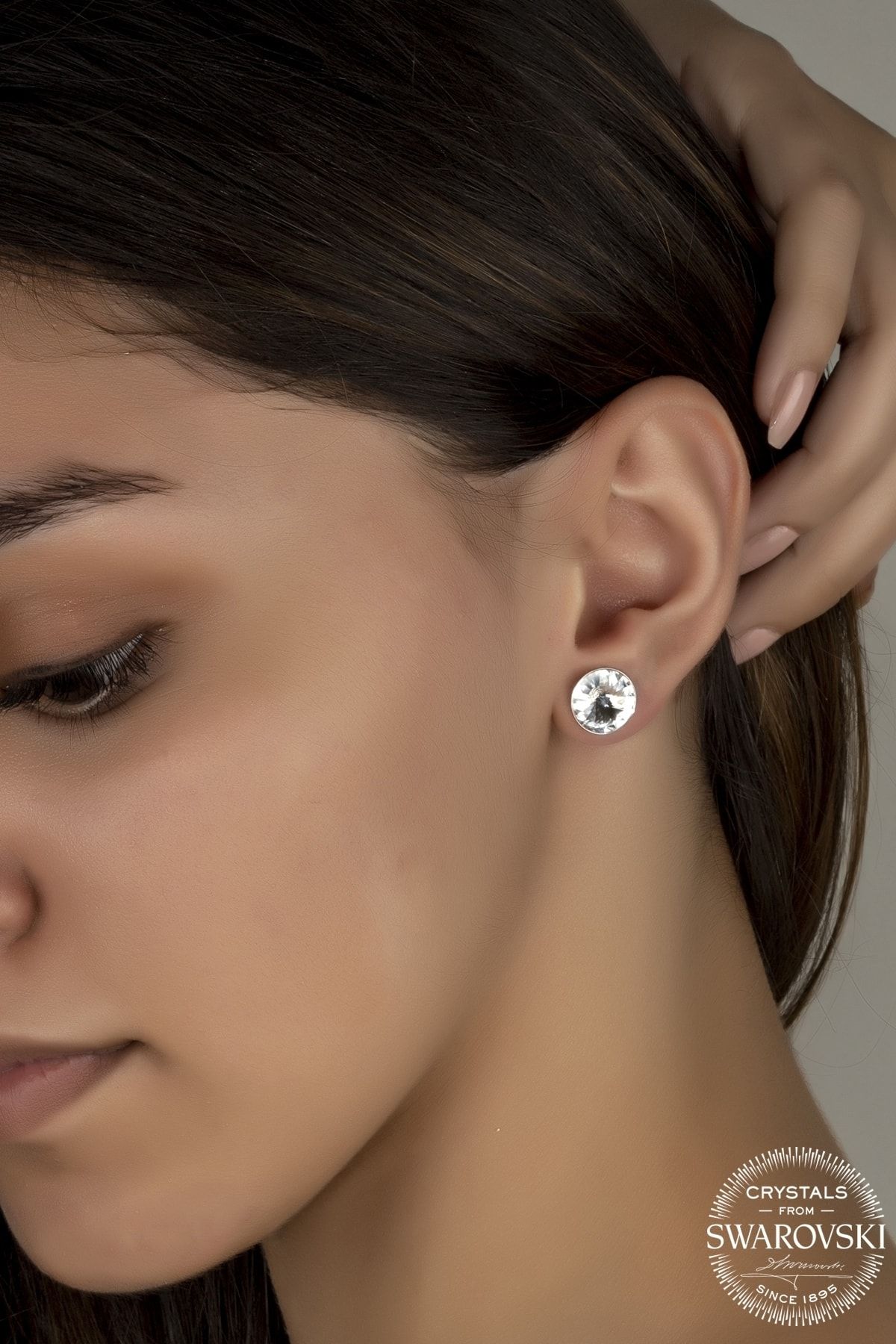 Union Swarovski Crystal Kadın Çivili Gümüş Küpe