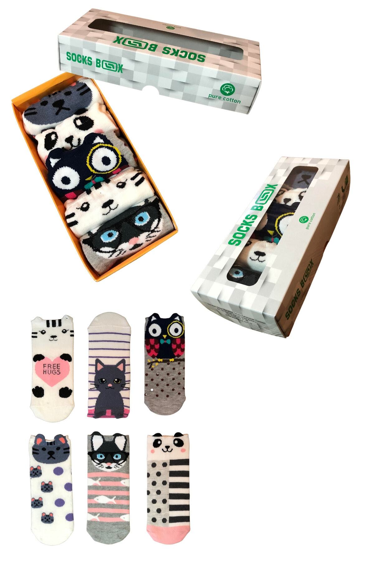 socksbox 5 Çift 3 Boyutlu Sevimli Kısa Çorap / Kutulu Set