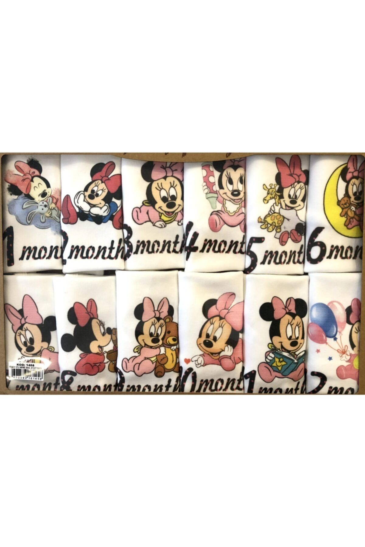 asyaland Minnie Mouse Kız Bebek Body Her Ay Farklı Zıbın Setleri (12 Aylık Atlet) - En Güzel Hatıra