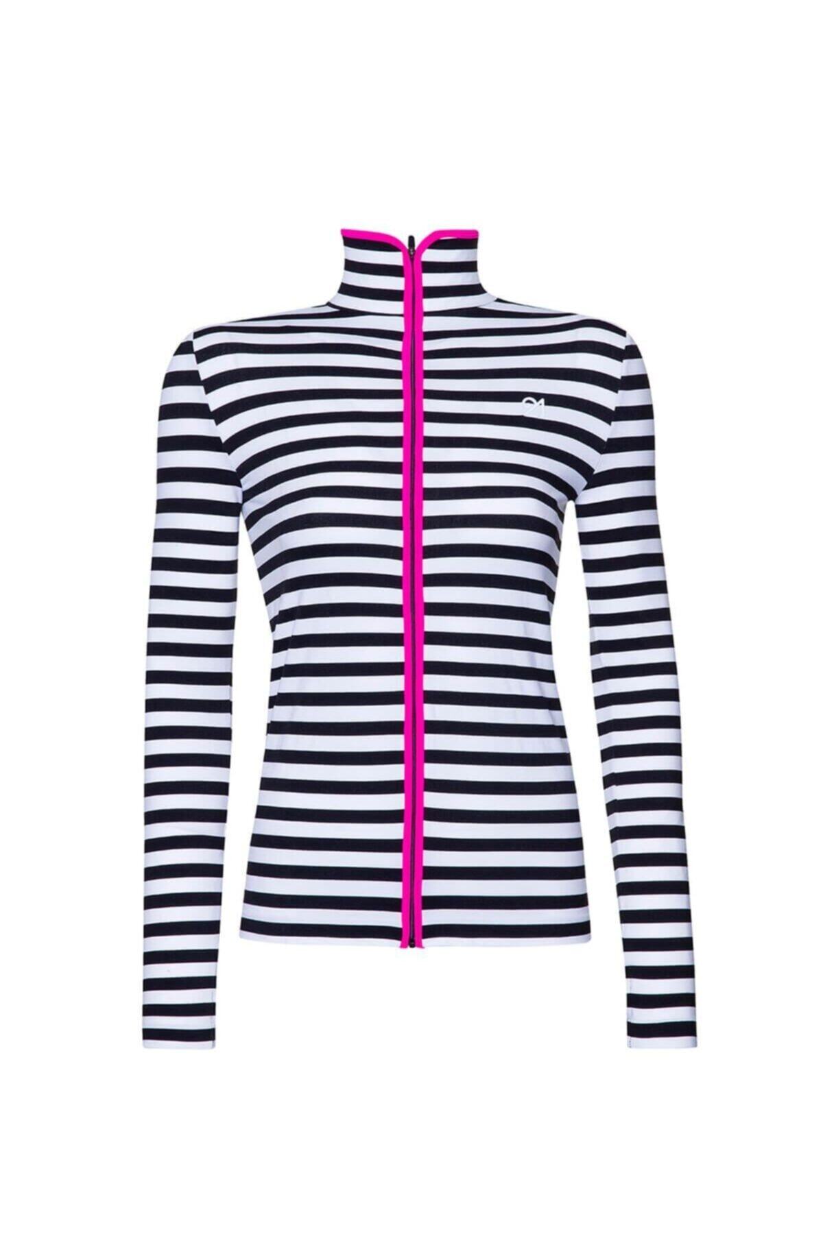 FİT21 Siyah Beyaz Çizgili Sweatshirt Siyah Şerit
