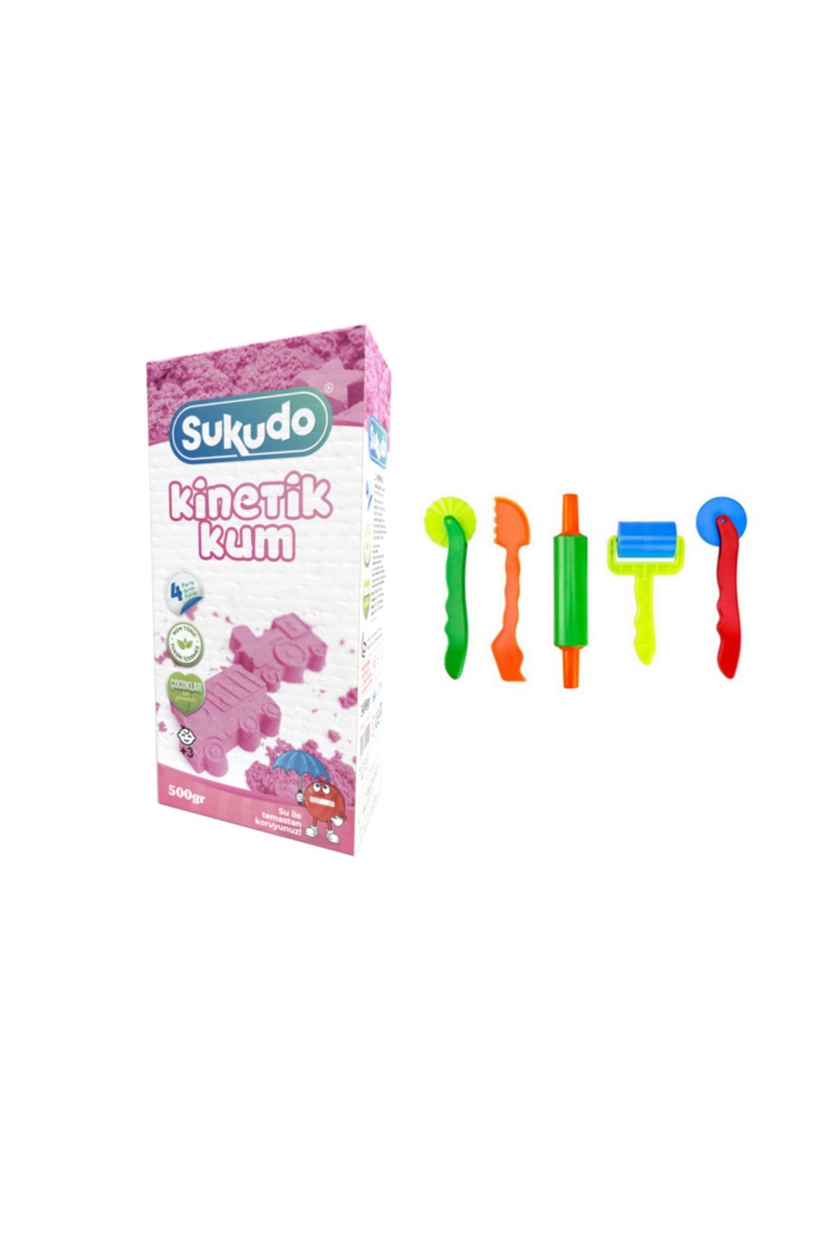 Sukudo Pembe Kinetik Kum 500 Gr + Oyun Kumu Merdane Seti