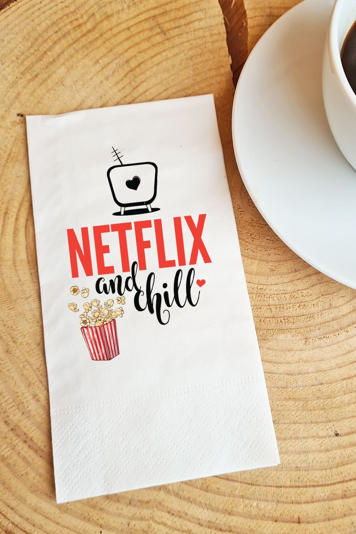 PEKSHOP Sunum Peçetesi Netflix And Chill Yazılı Kağıt Peçete