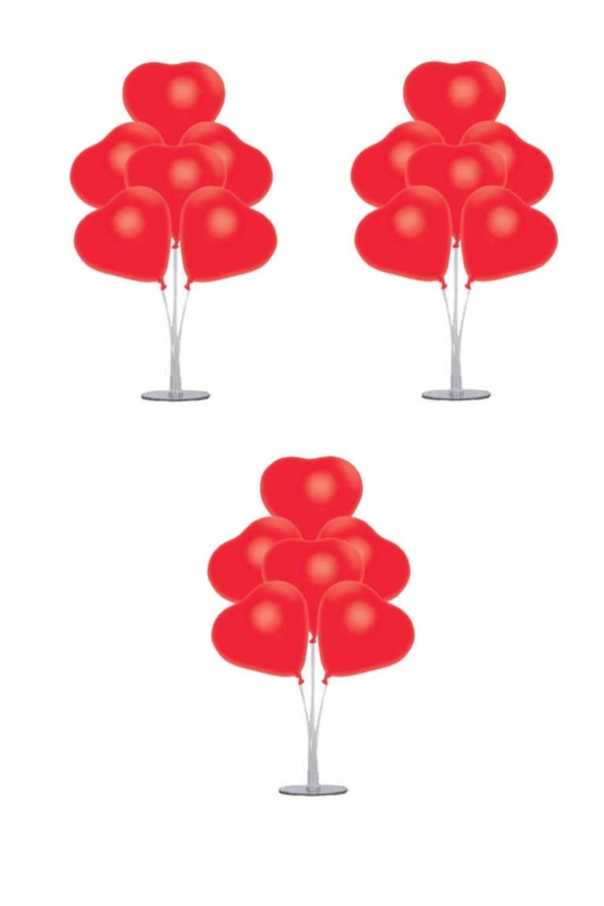 Happyland Kırmızı Latex 21 Kalpli Balon Standı 3 Adet