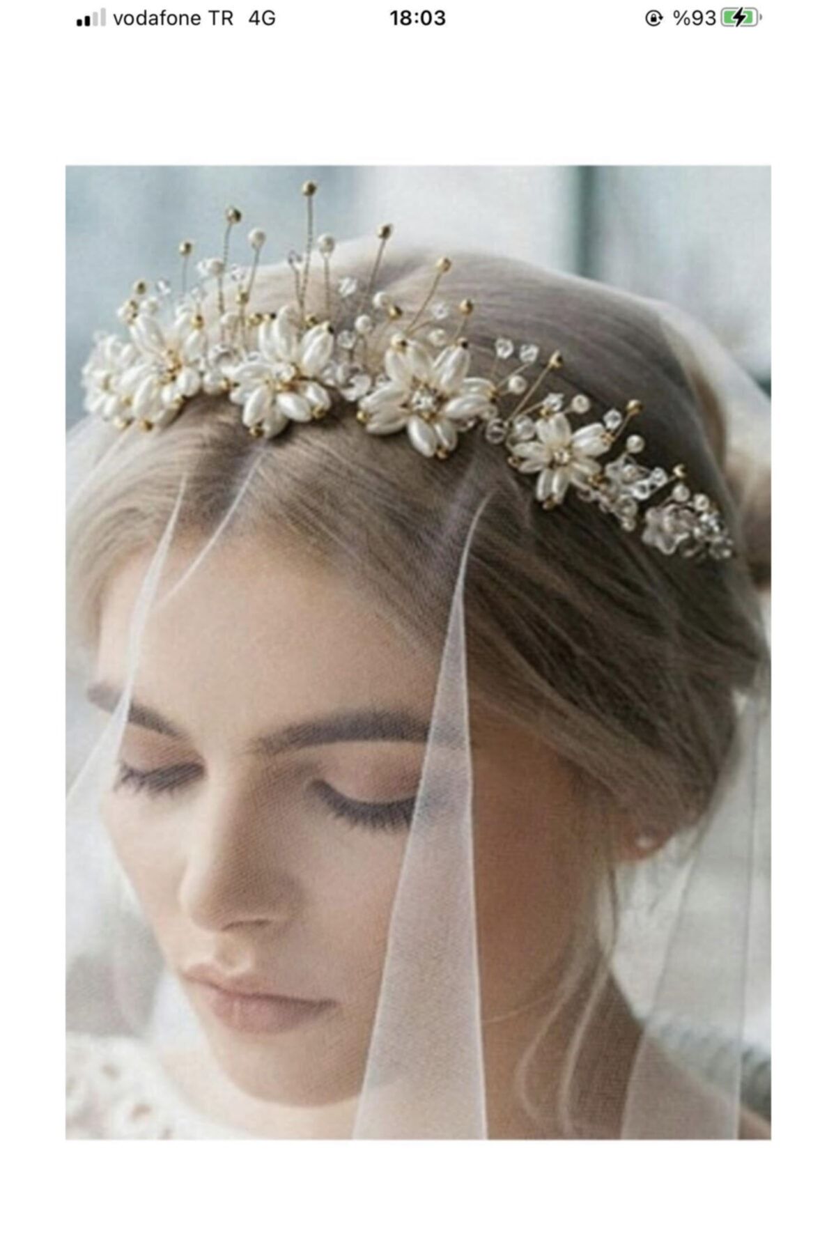 SEZER MİXART Beyaz Inci Ve Kristal Çeşitlerinden Prenses Model Söz, Nişan, Nikah Ve Gelin Tacı